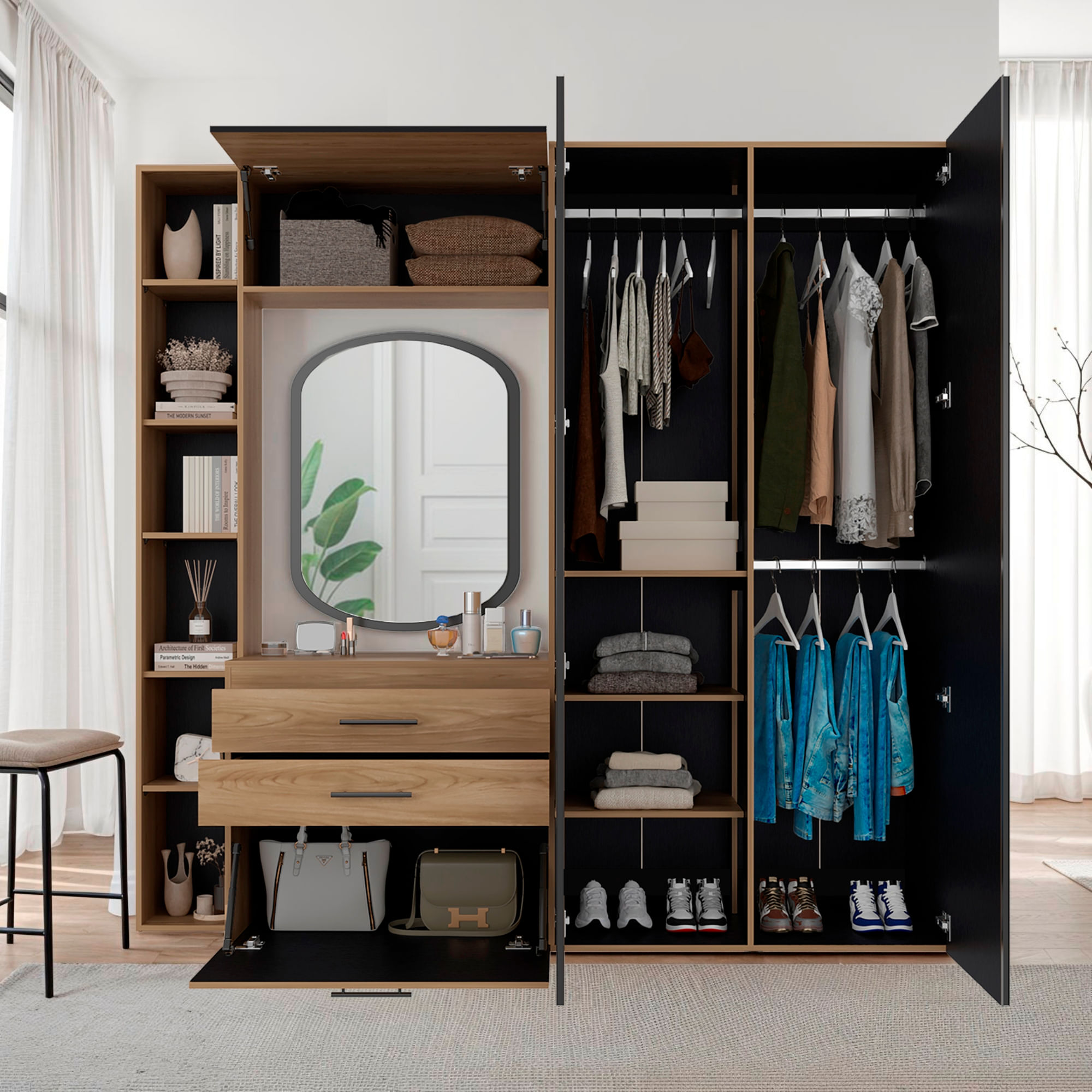Closet Biblioteca Brunson 200X207X48 RTA Fresno Wengue - Imagen 2