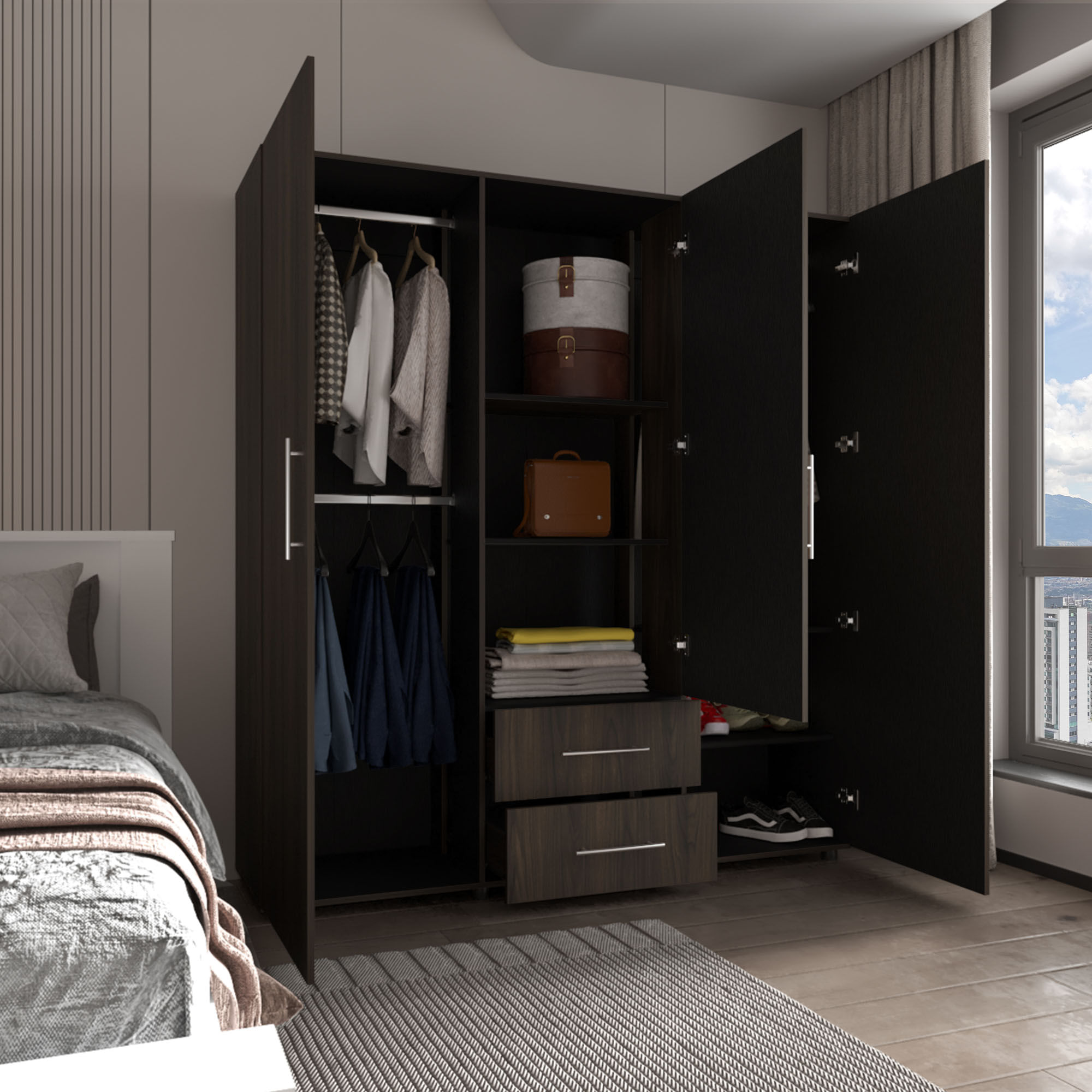 Closet Grayson Espejo 200X180X49 RTA Nogal Wengue - Imagen 2