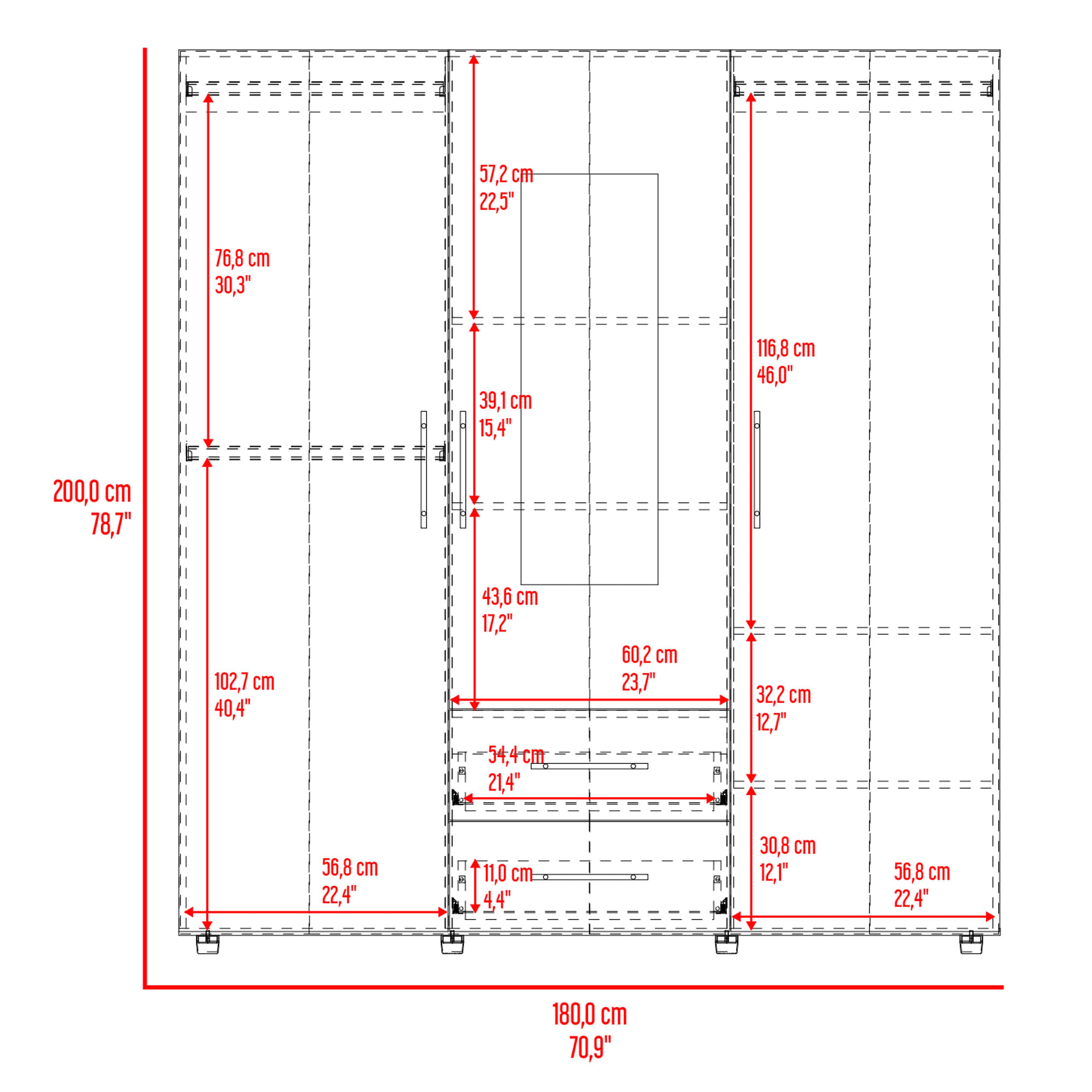 Closet Grayson Espejo 200X180X49 RTA Nogal Wengue - Imagen 5