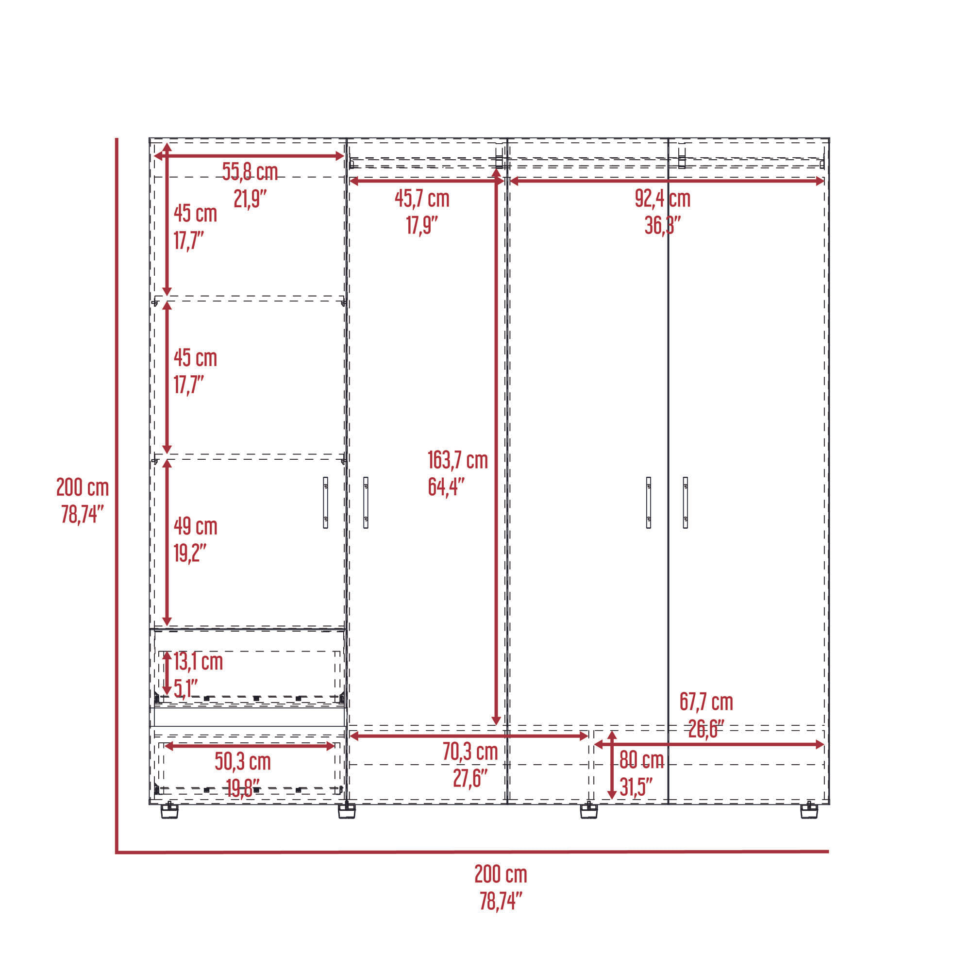 Closet Dassel 200X200X52 RTA Nogal Wengue - Imagen 5