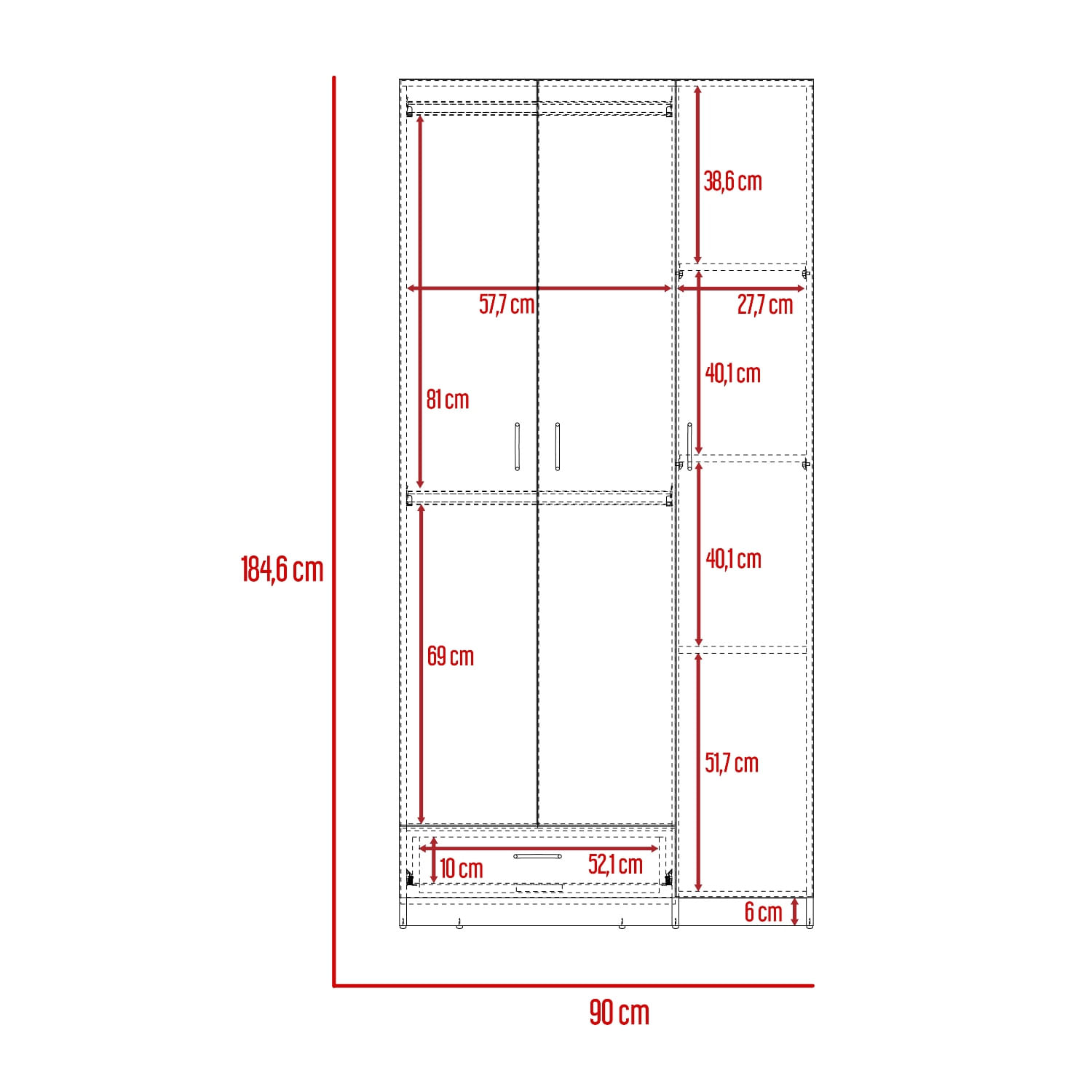Armario Z 184X90X47 1 Cajon RTA Blanco - Imagen 7