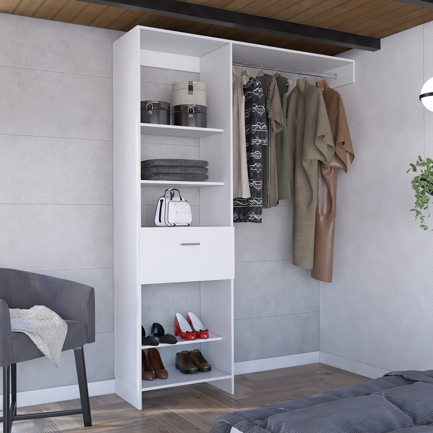 Armario Abierto 150 Manchester 210X150X41 RTA Blanco ZF - Imagen 2
