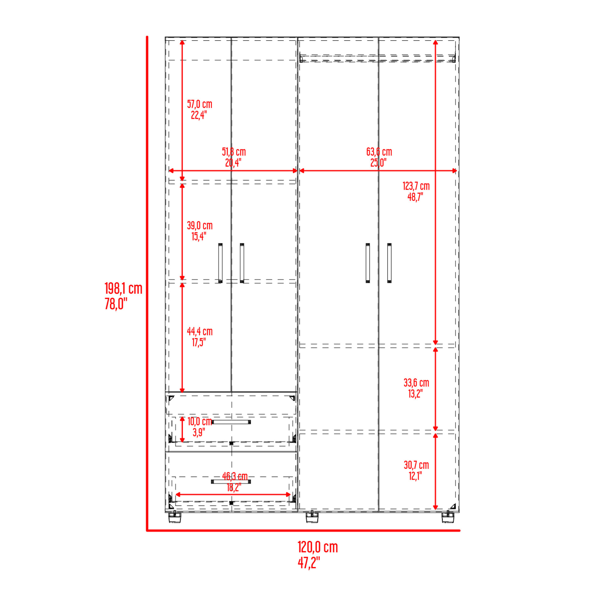 Closet Barilo 2 Cajones 200X120X45 RTA Wengue - Imagen 5