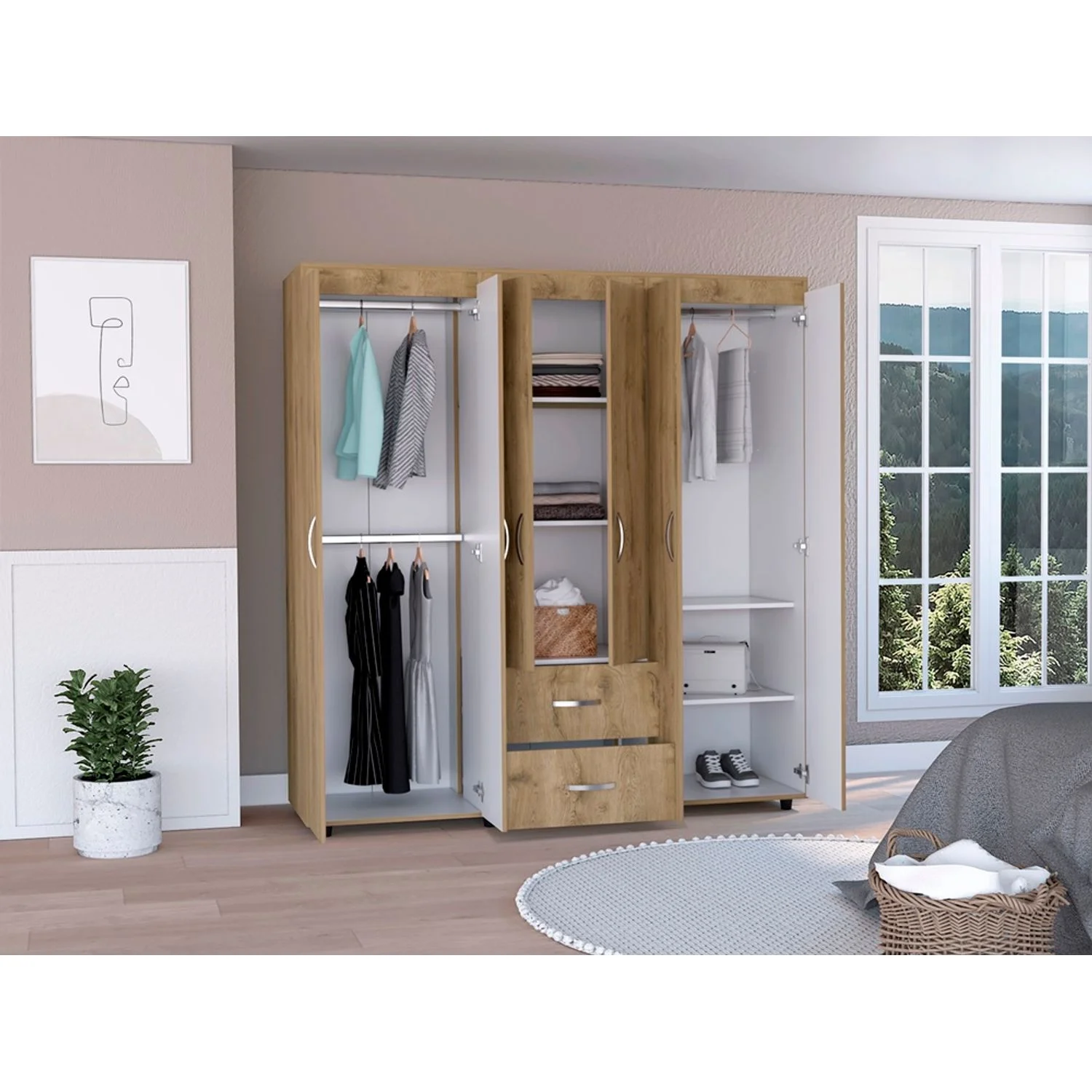 Closet Bariloche 180 X 170 X 50 RTA Blanco + Macadamia - Imagen 3