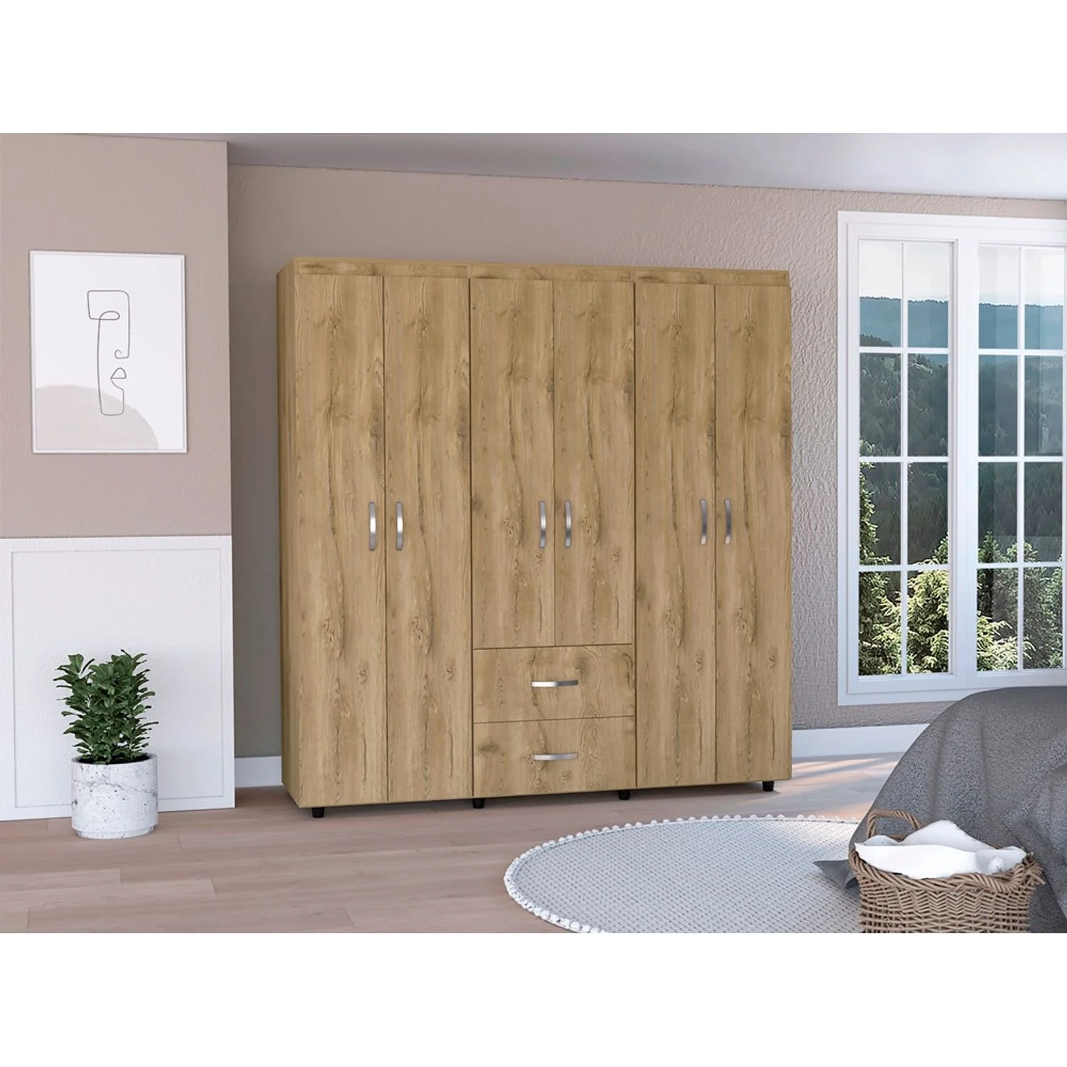 Closet Bariloche 180 X 170 X 50 RTA Blanco + Macadamia - Imagen 4