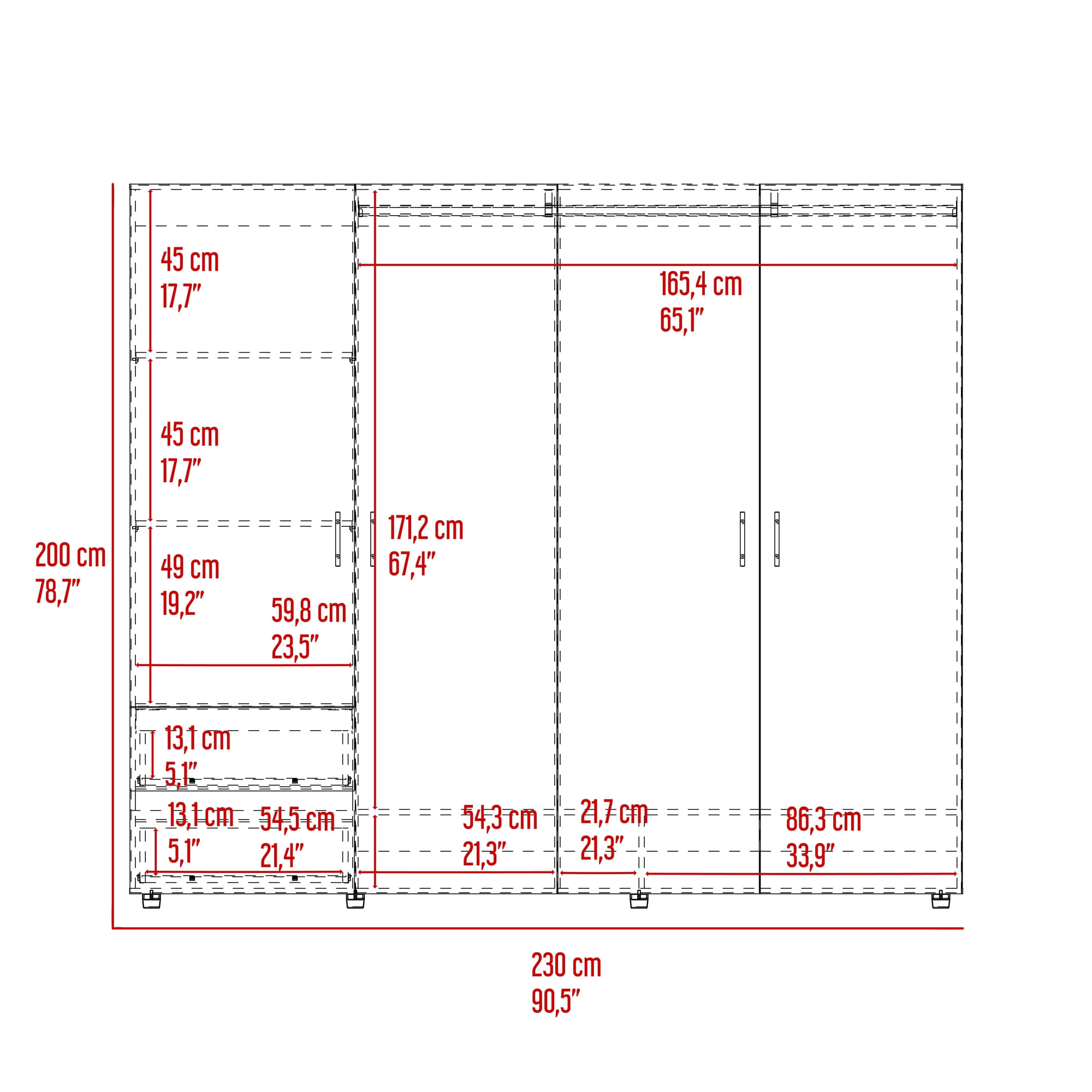 Closet Dassel 200X230X53 Niebla Blanco RTA - Imagen 5