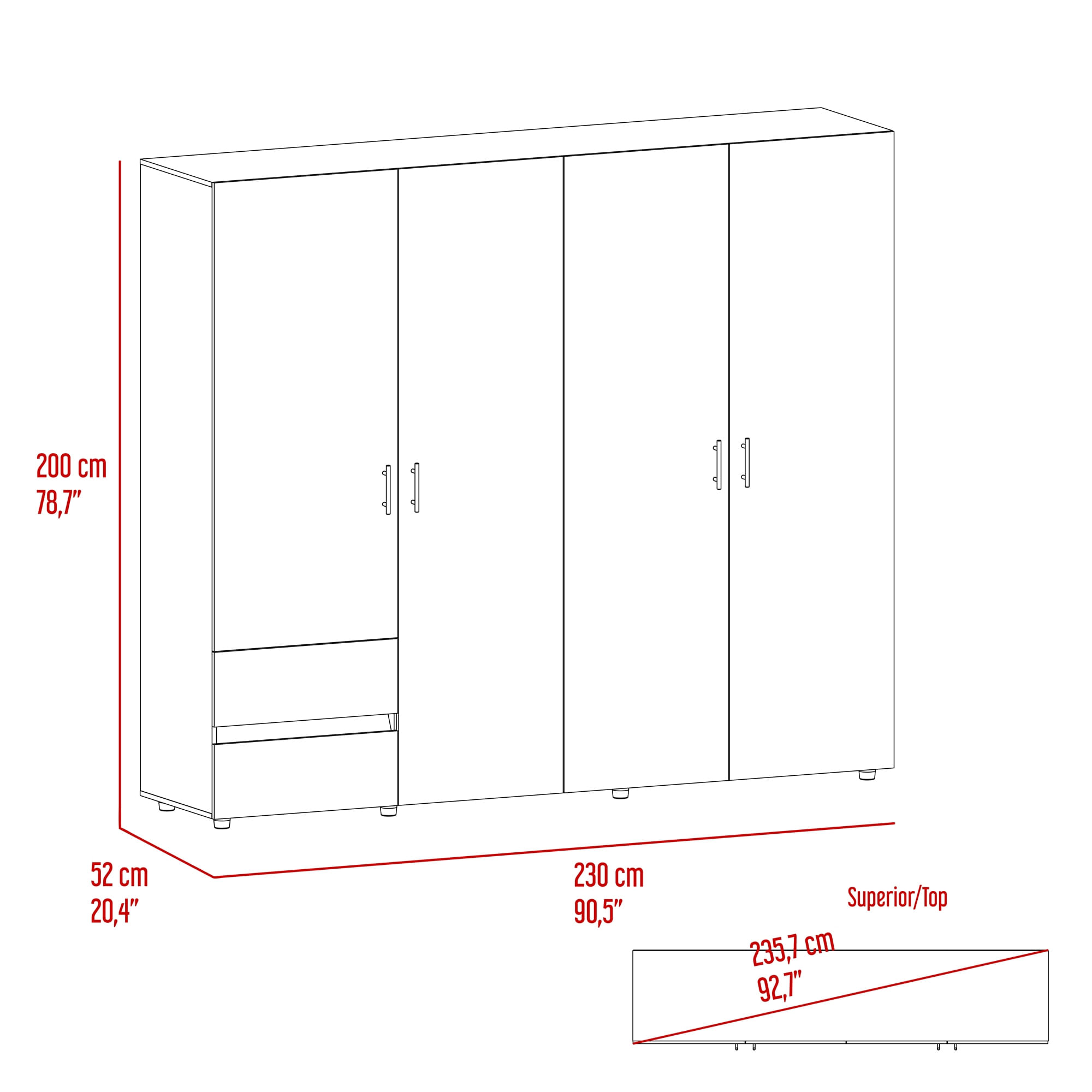 Closet Dassel 200X230X53 Niebla Blanco RTA - Imagen 6
