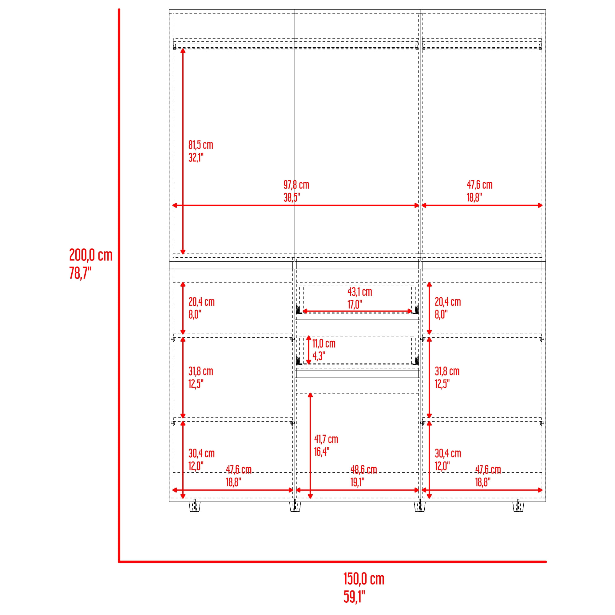 Closet Bea 200X150X48 RTA Nogal Wengue - Imagen 5