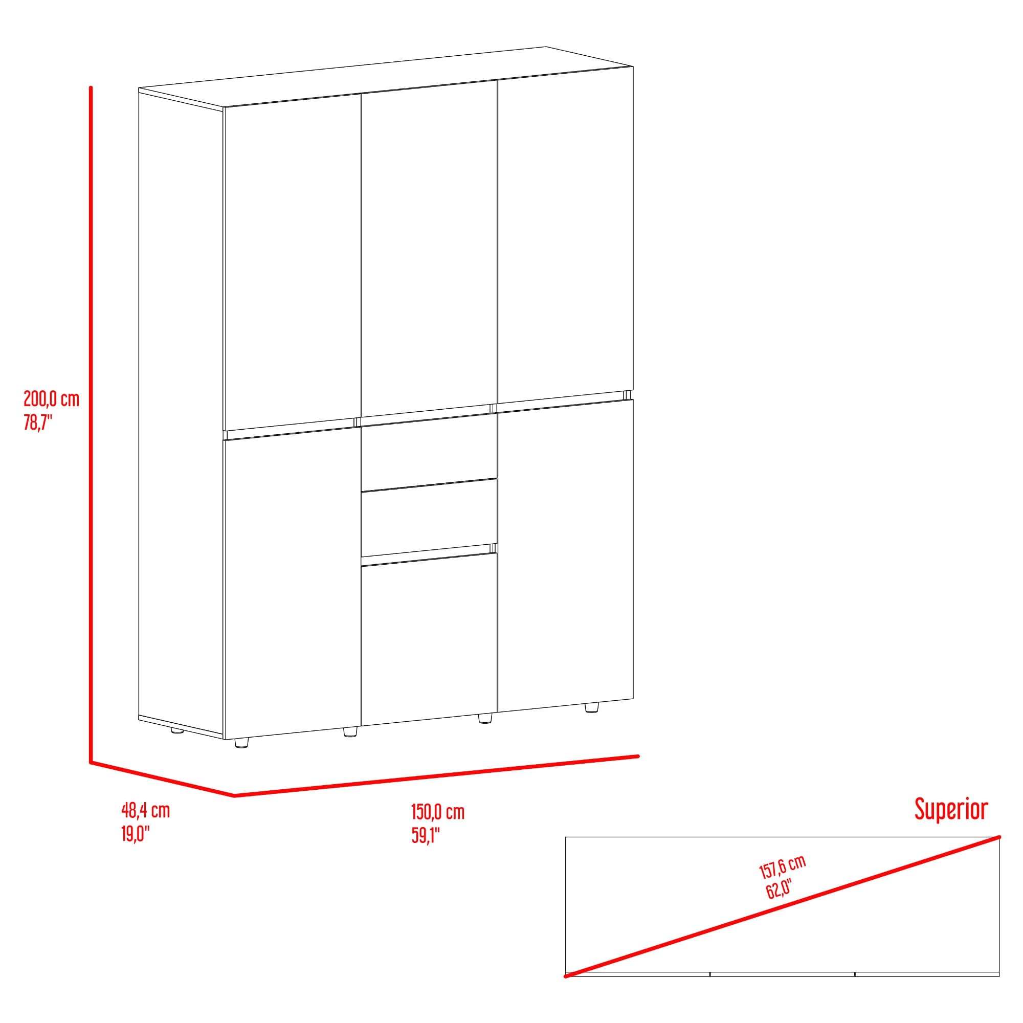 Closet Bea 200X150X48 RTA Nogal Wengue - Imagen 6