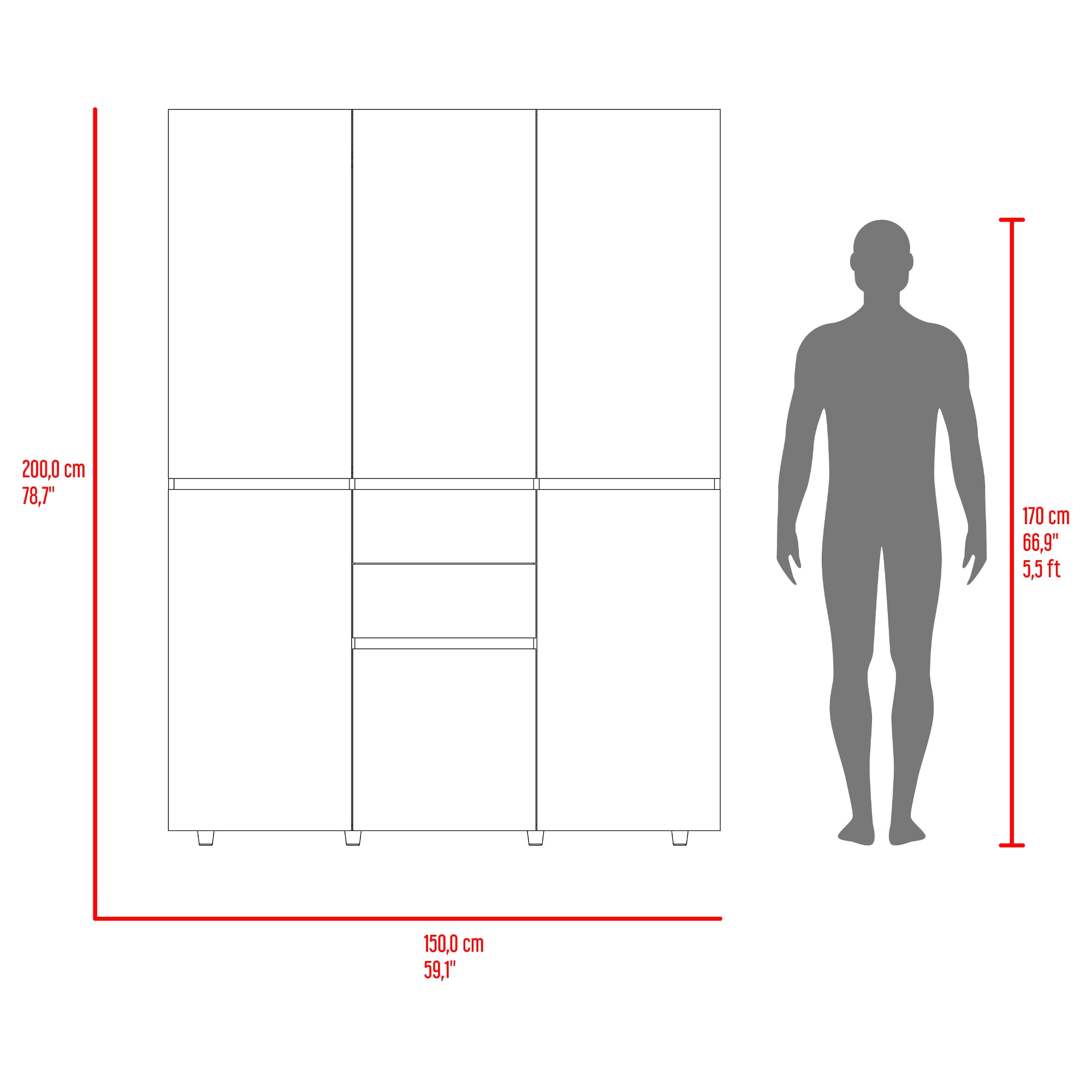 Closet Bea 200X150X48 RTA Nogal Wengue - Imagen 7