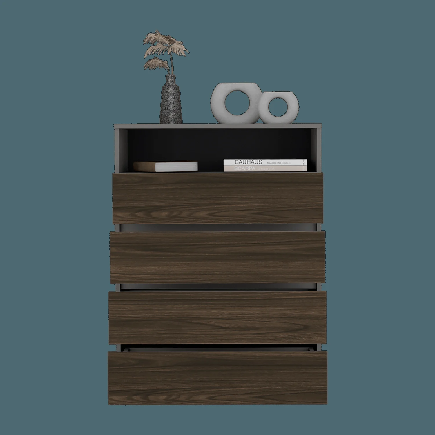 Cajonera Houck 102x80x40 RTA Plomo + Nogal Eu - Imagen 4
