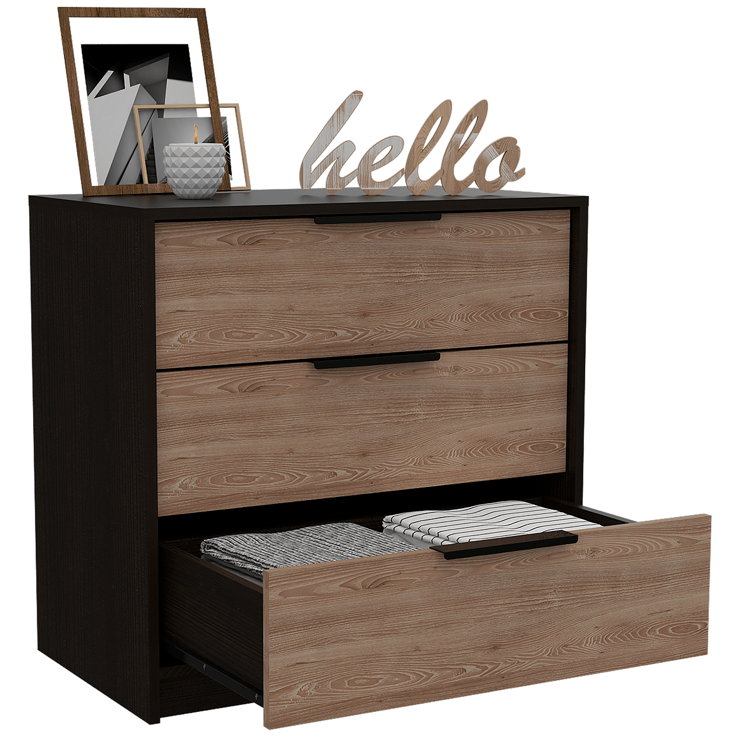 Comoda Kaia 3 Cajones RTA Wengue -Miel - Imagen 1