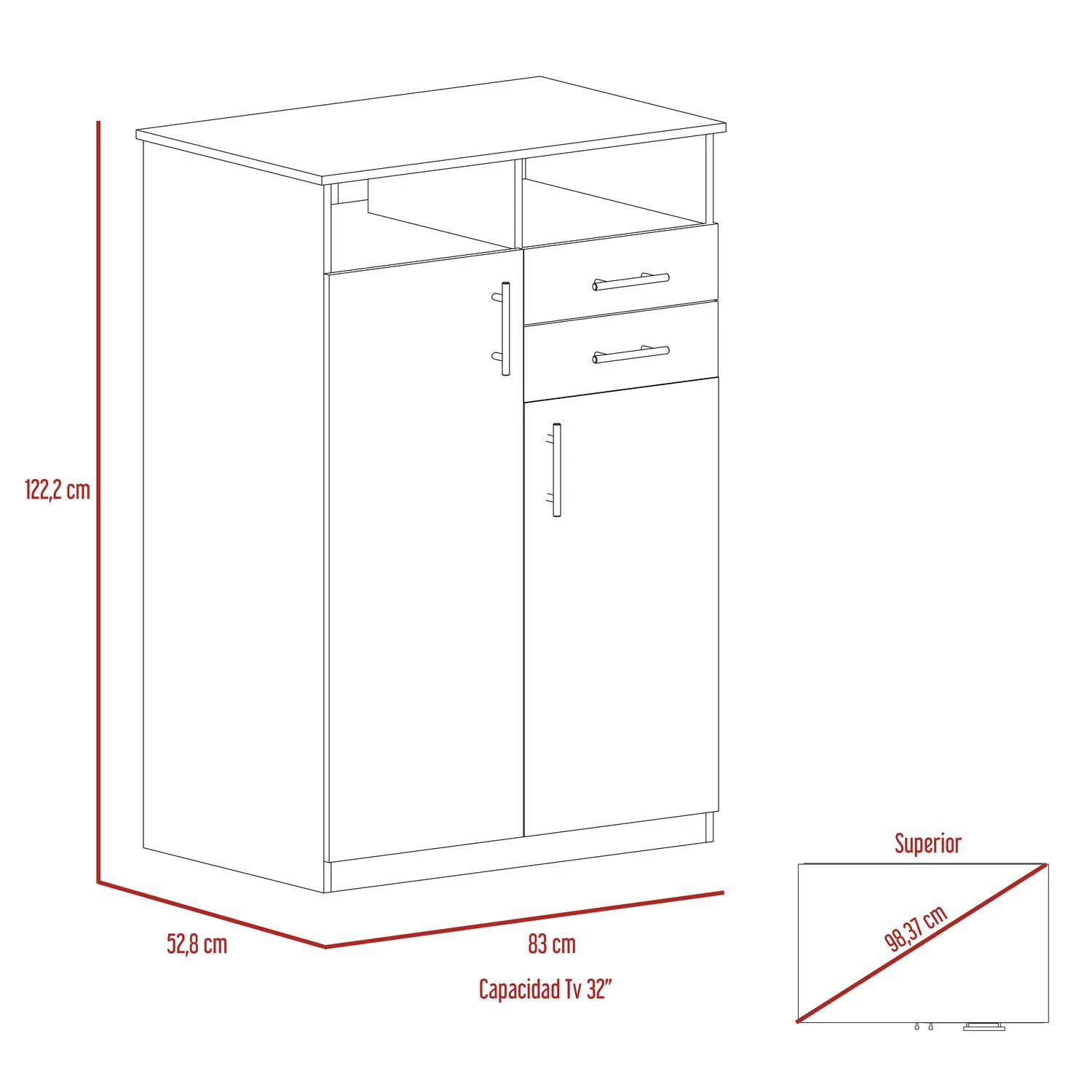 Closet Entretenimiento ECO 120 X 80 X 52 RTA Wengue - Imagen 2