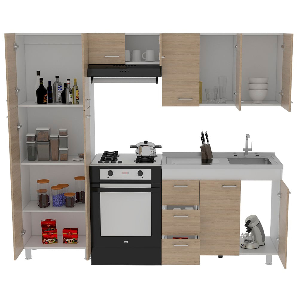 Cocina Ferreti Meson Derecho Blanco Rovere - Imagen 3