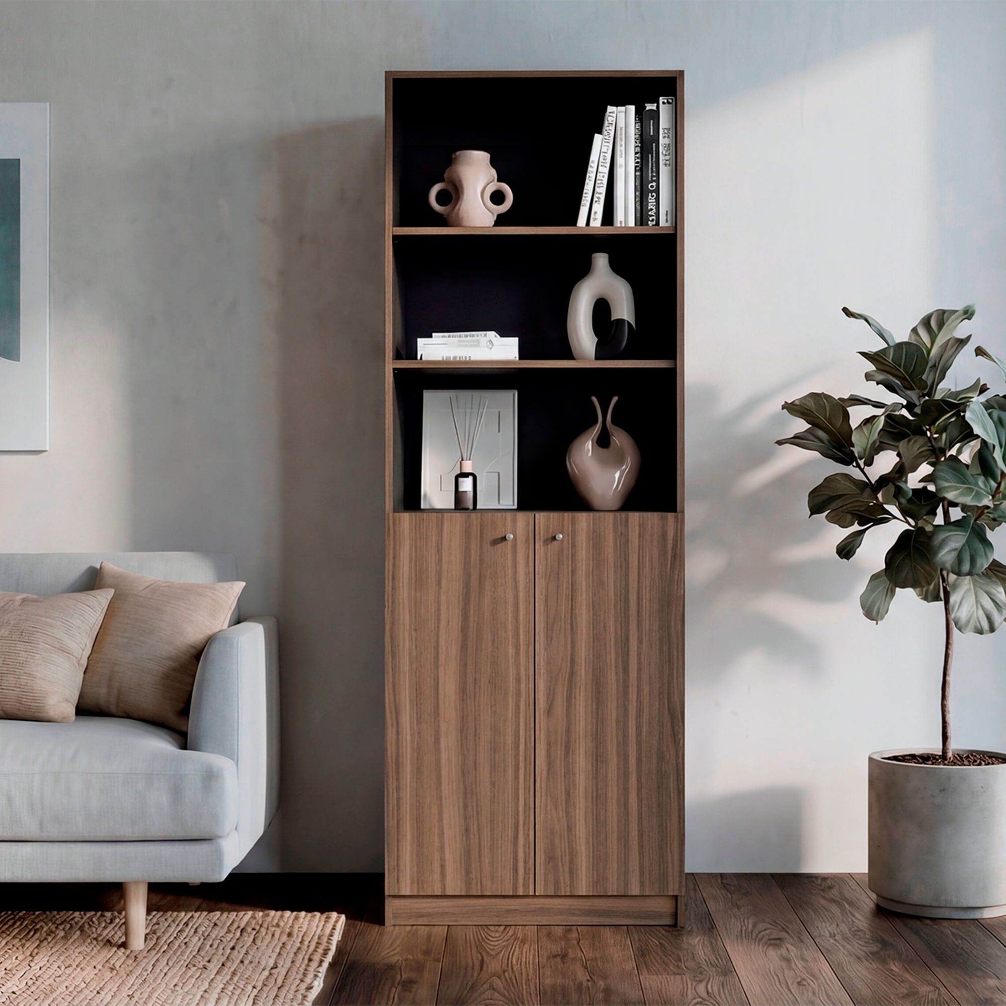 Estante Home E4 180X62X31 RTA Avellana - Imagen 2