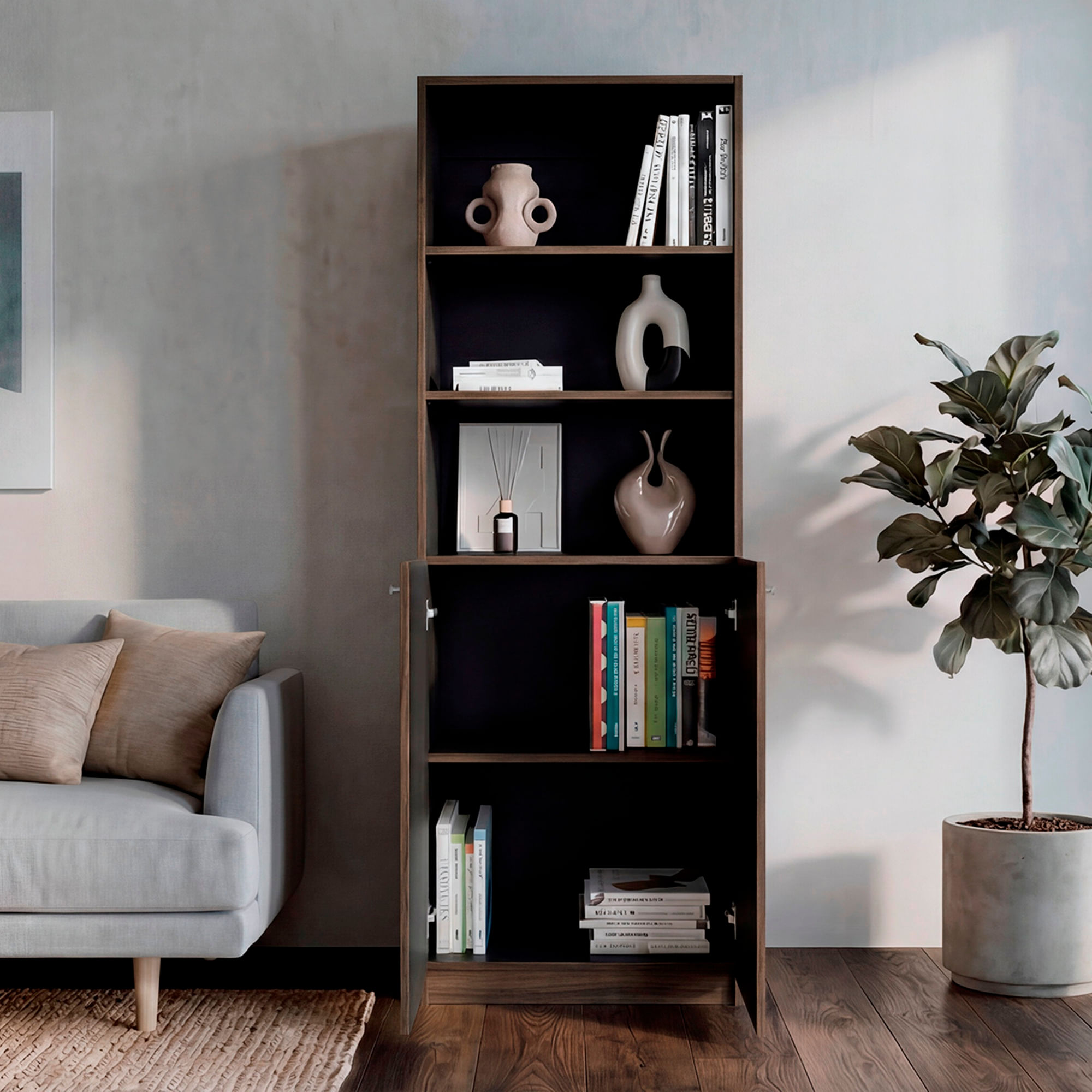 Estante Home E4 180X62X31 RTA Avellana - Imagen 3