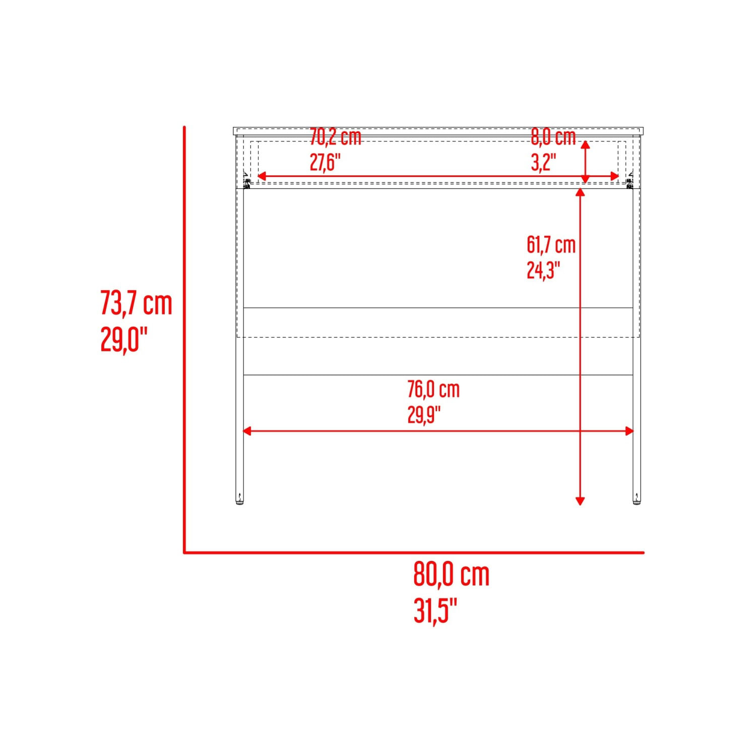 Escritorio Ohio Eco 73X80X49 RTA Fresno Europeo Blanco - Imagen 11