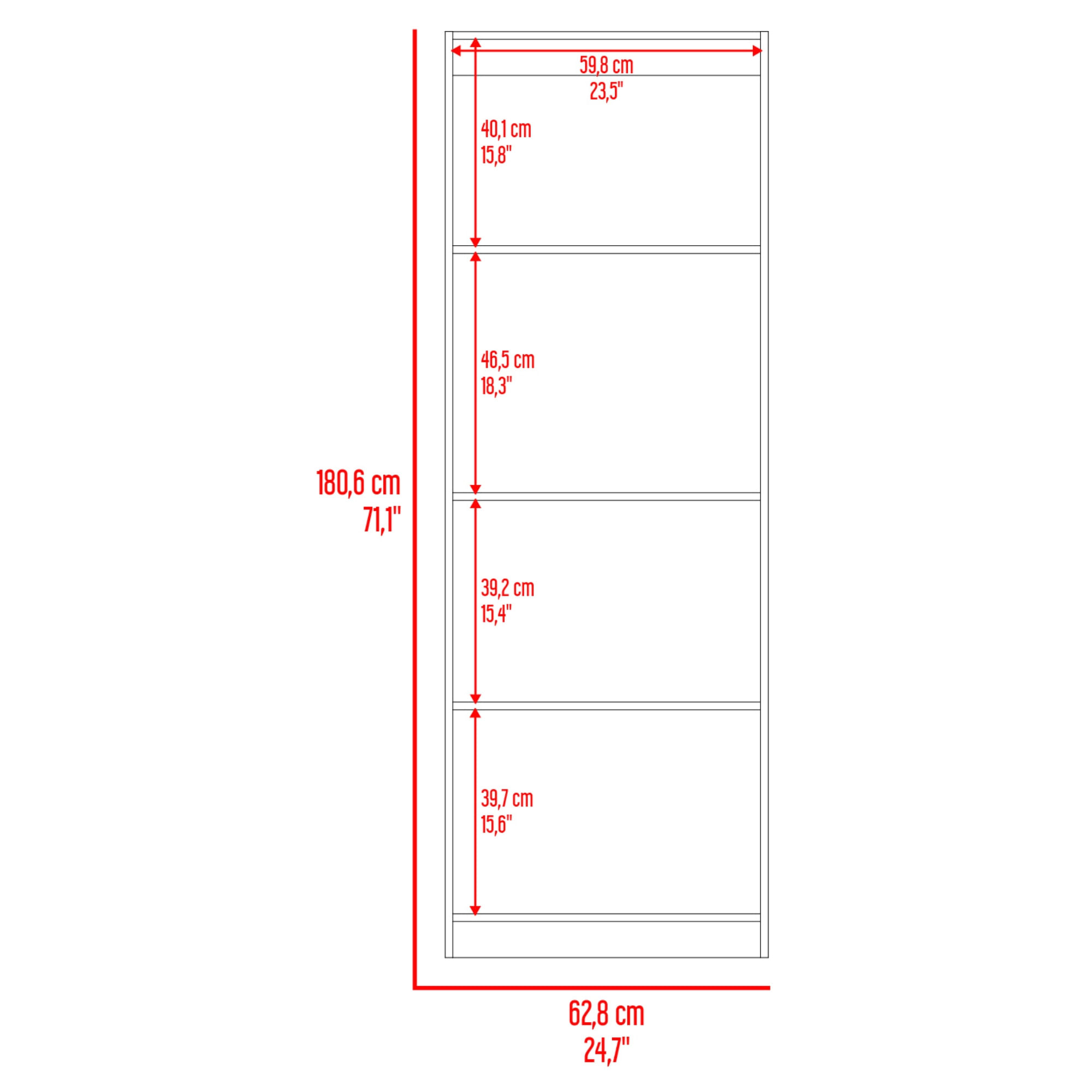 Estante Home 180X62X29 RTA Fresno Eu Burdeos - Imagen 5