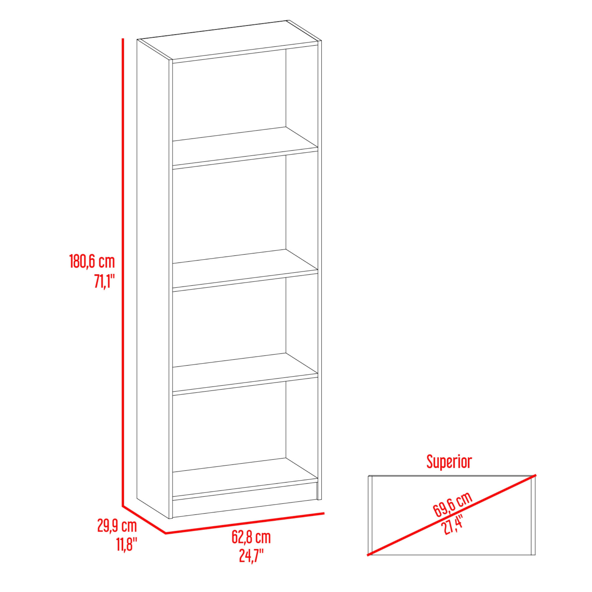 Estante Home 180X62X29 RTA Fresno Eu Burdeos - Imagen 6