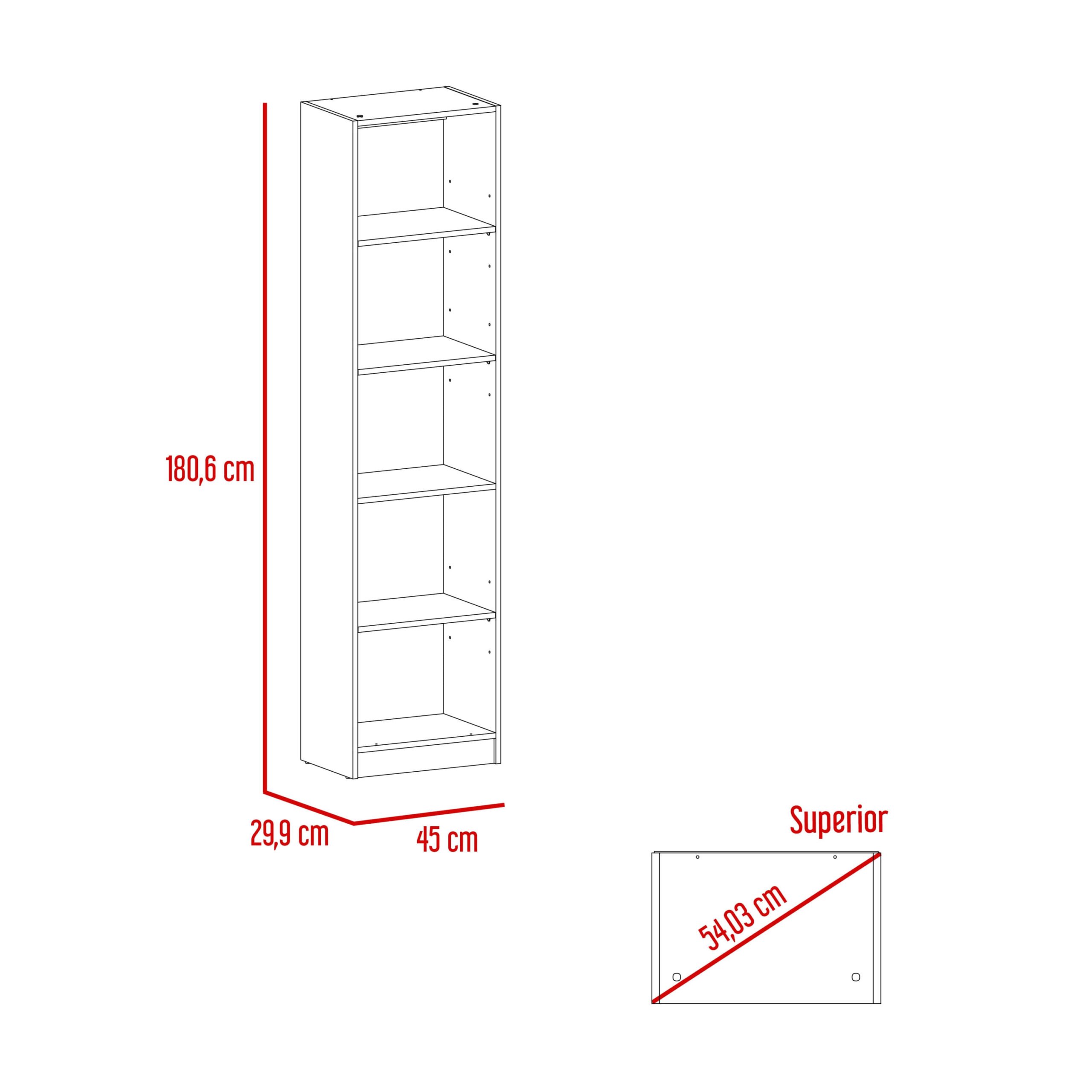 Estante Home E2 5 Espacios 180 X 45 RTA Blanco - Imagen 6