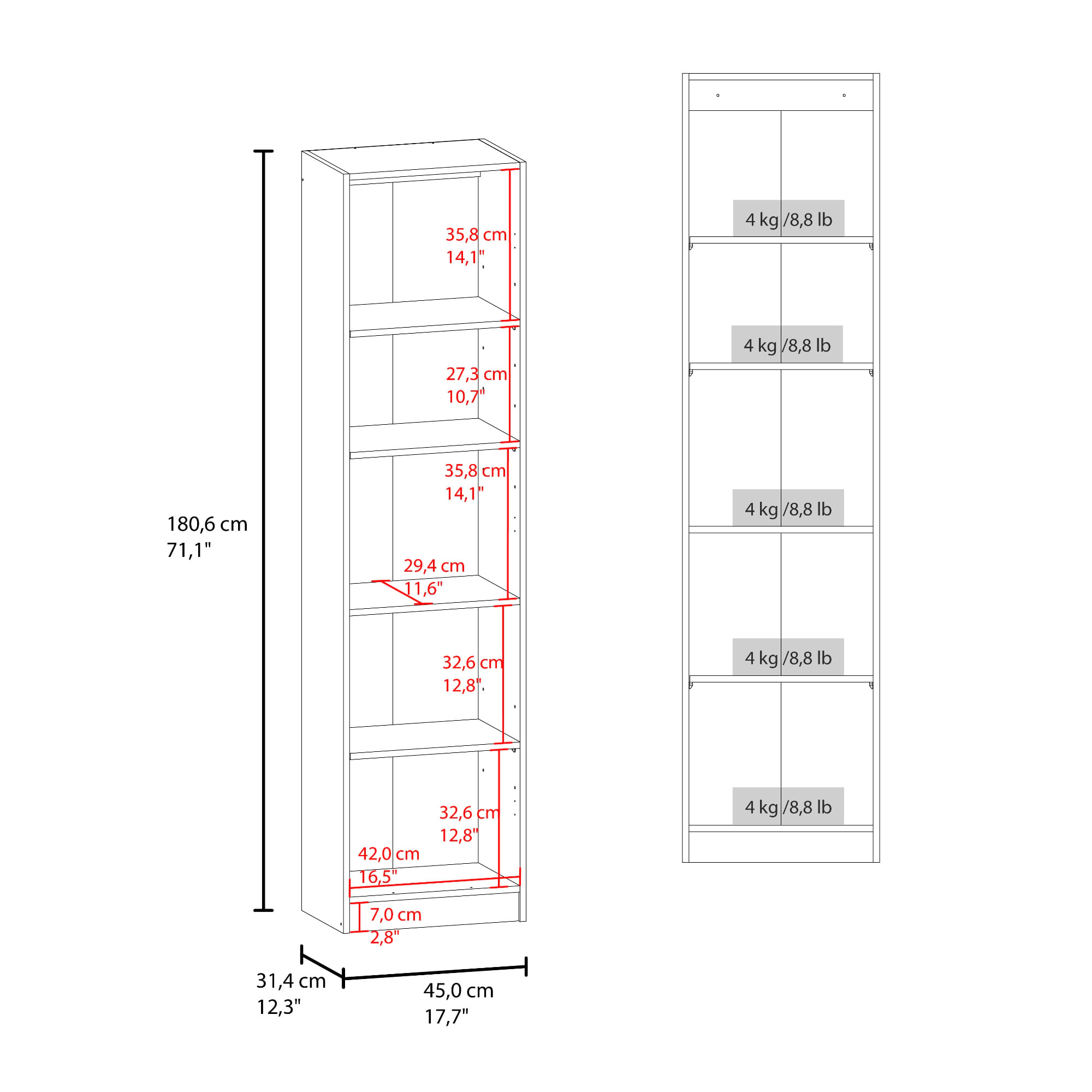 Estante Home E5 180X45X31 RTA Blanco Mqz ZF - Imagen 7