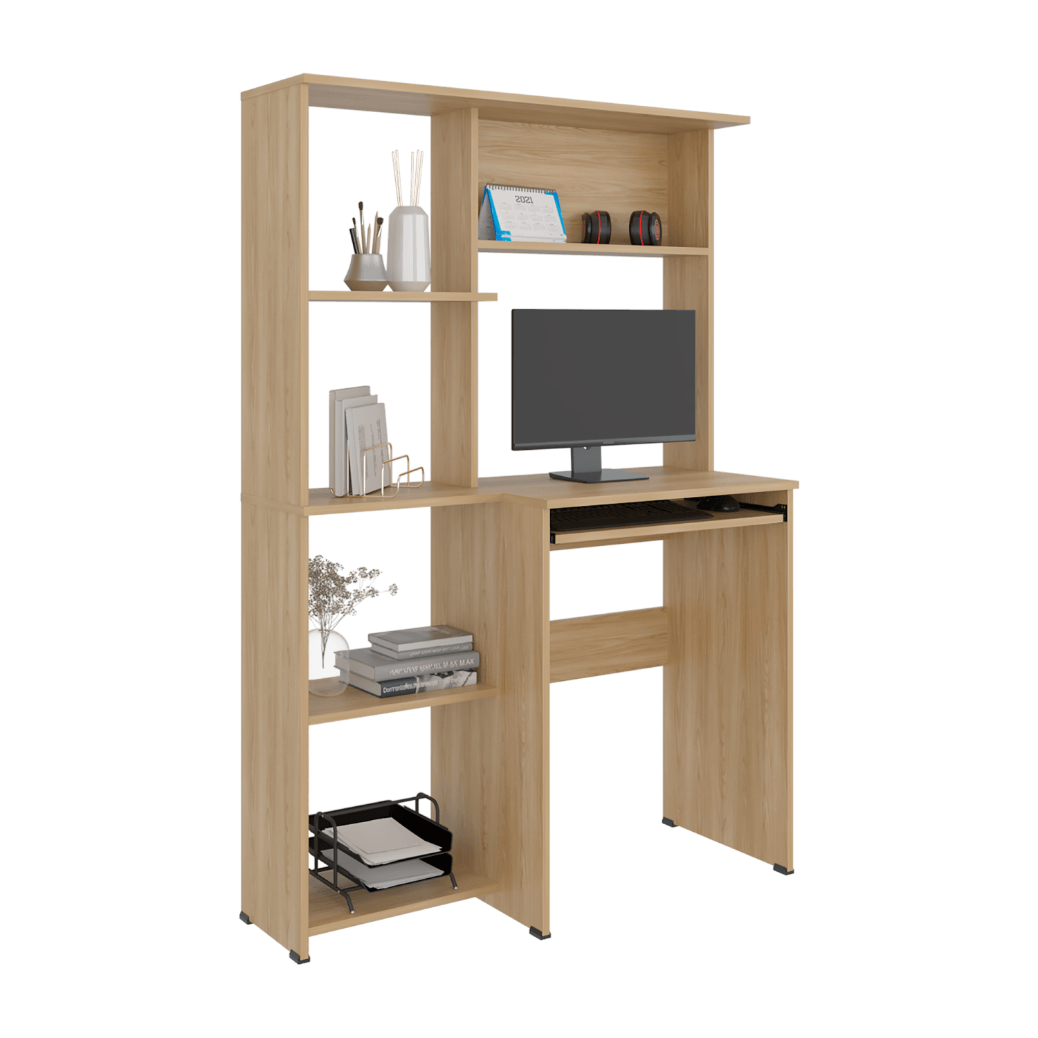 Centro de Computo con Biblioteca Alden Eco 150X100X40 RTA Fresno Europeo - Imagen 4