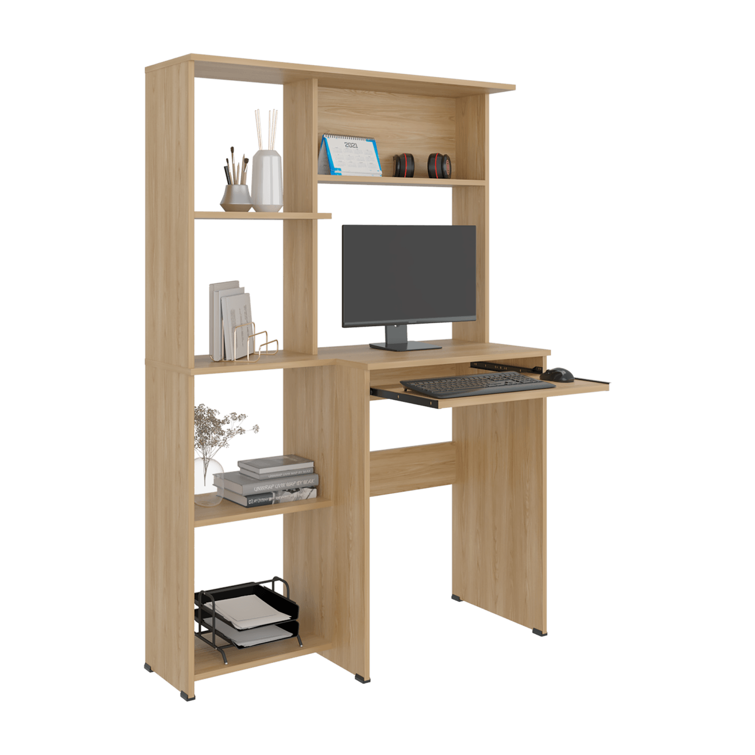 Centro de Computo con Biblioteca Alden Eco 150X100X40 RTA Fresno Europeo - Imagen 1