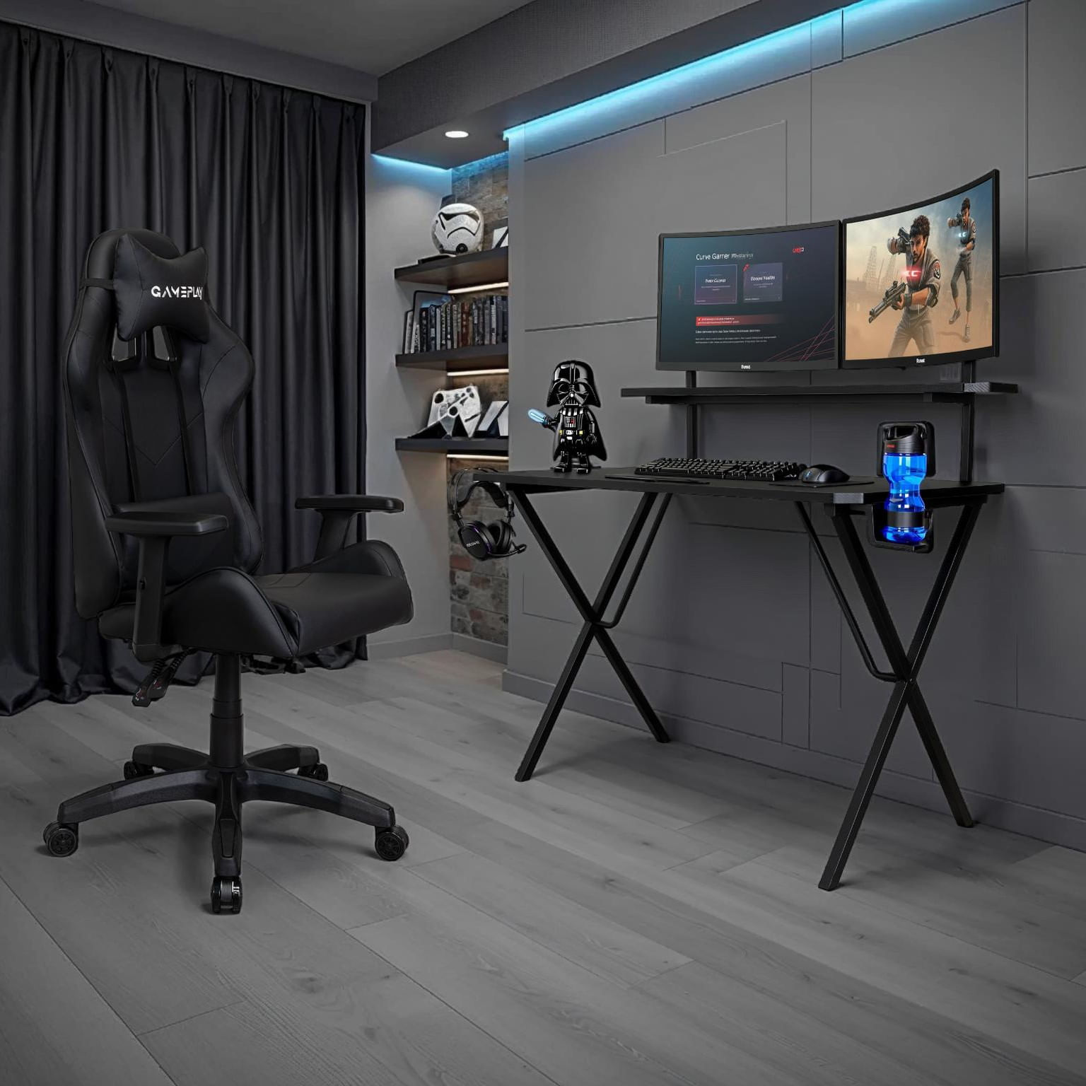 Escritorio Gamer Black 110X55X95 RTA Negro - Imagen 2