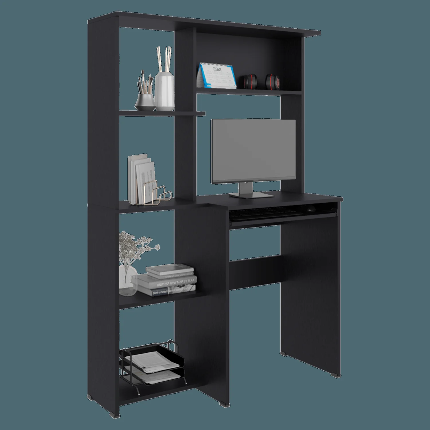 Centro de Computo con Biblioteca Alden Eco 150X100X40 RTA Wengue - Imagen 8