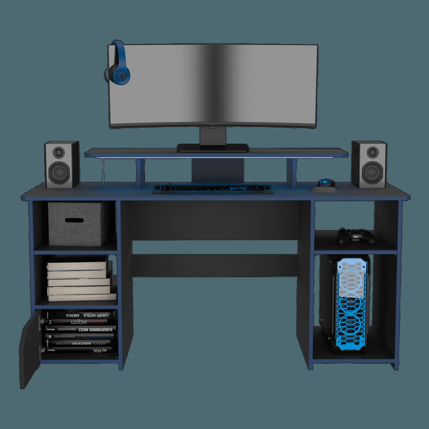 Escritorio Gamer Keria 88 X 157 RTA Wengue Azul - Imagen 6