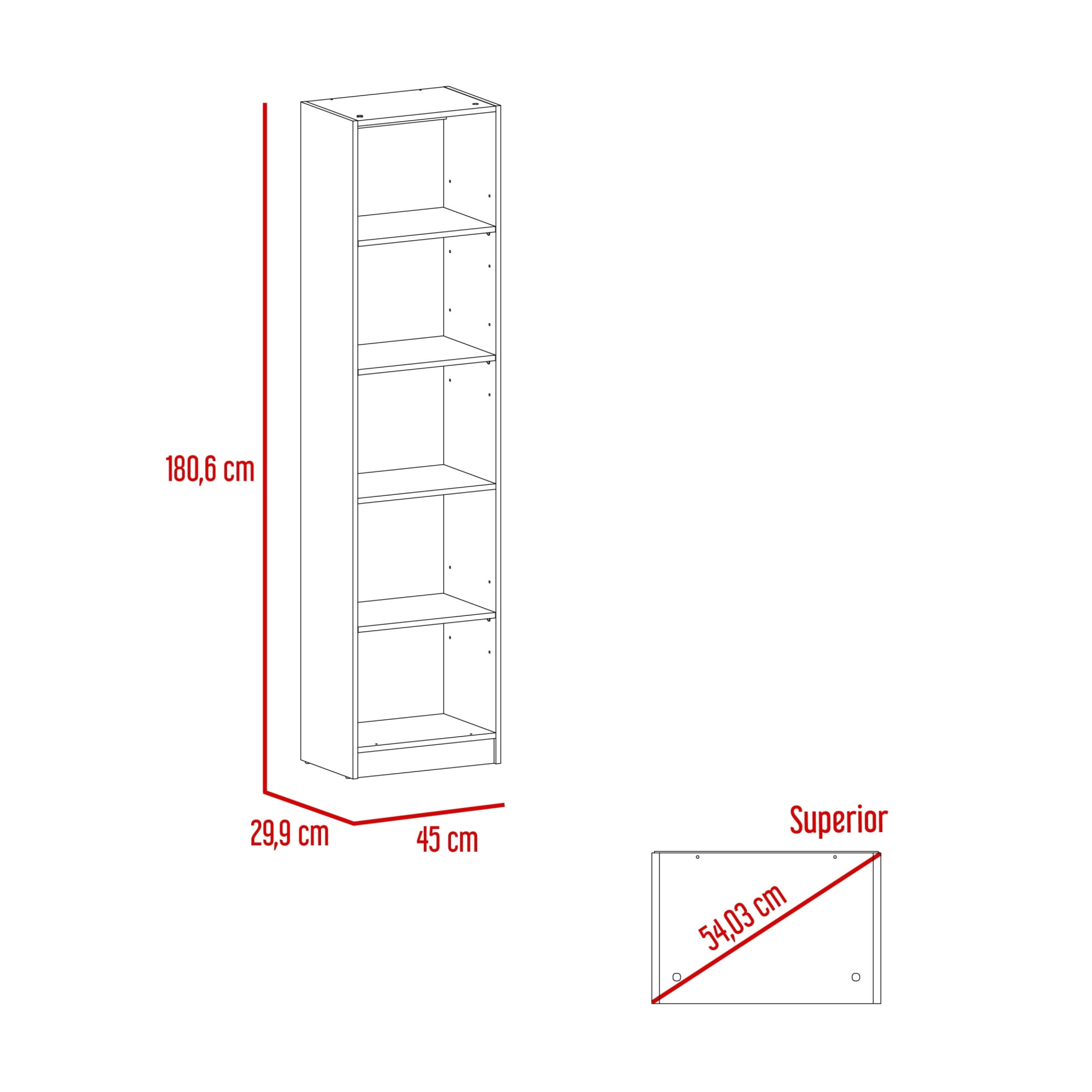 Estante Home E2 5 Espacios 180 X 45 RTA Macadamia Blanco - Imagen 7