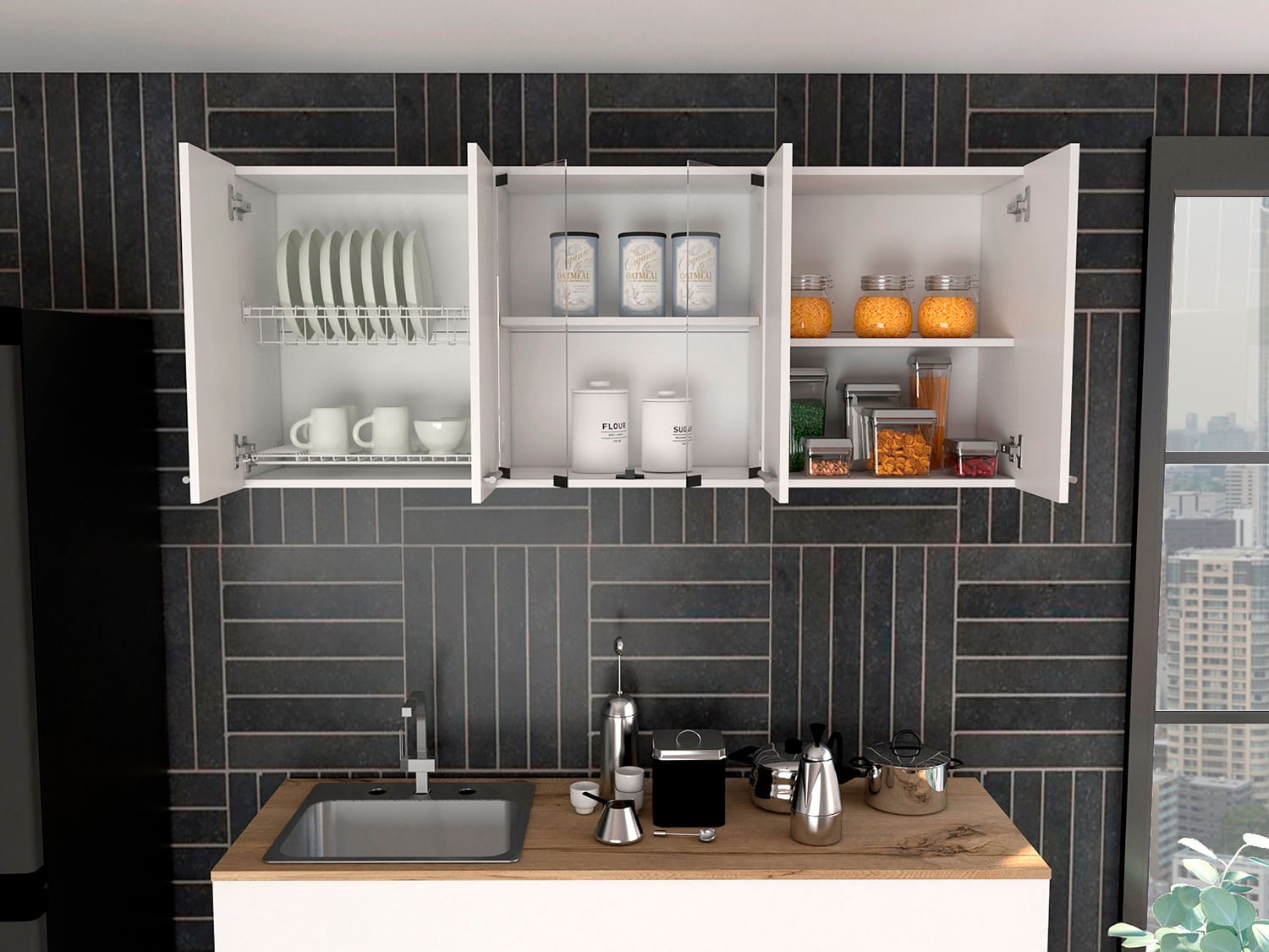 Gabinete superior Cocina con Vidrio RTA Blanco ZF - Imagen 1