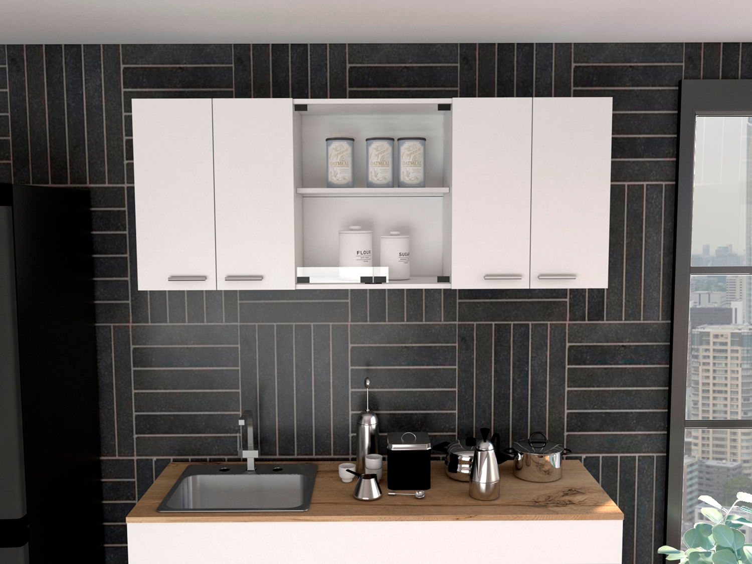 Gabinete superior Cocina con Vidrio RTA Blanco ZF - Imagen 2