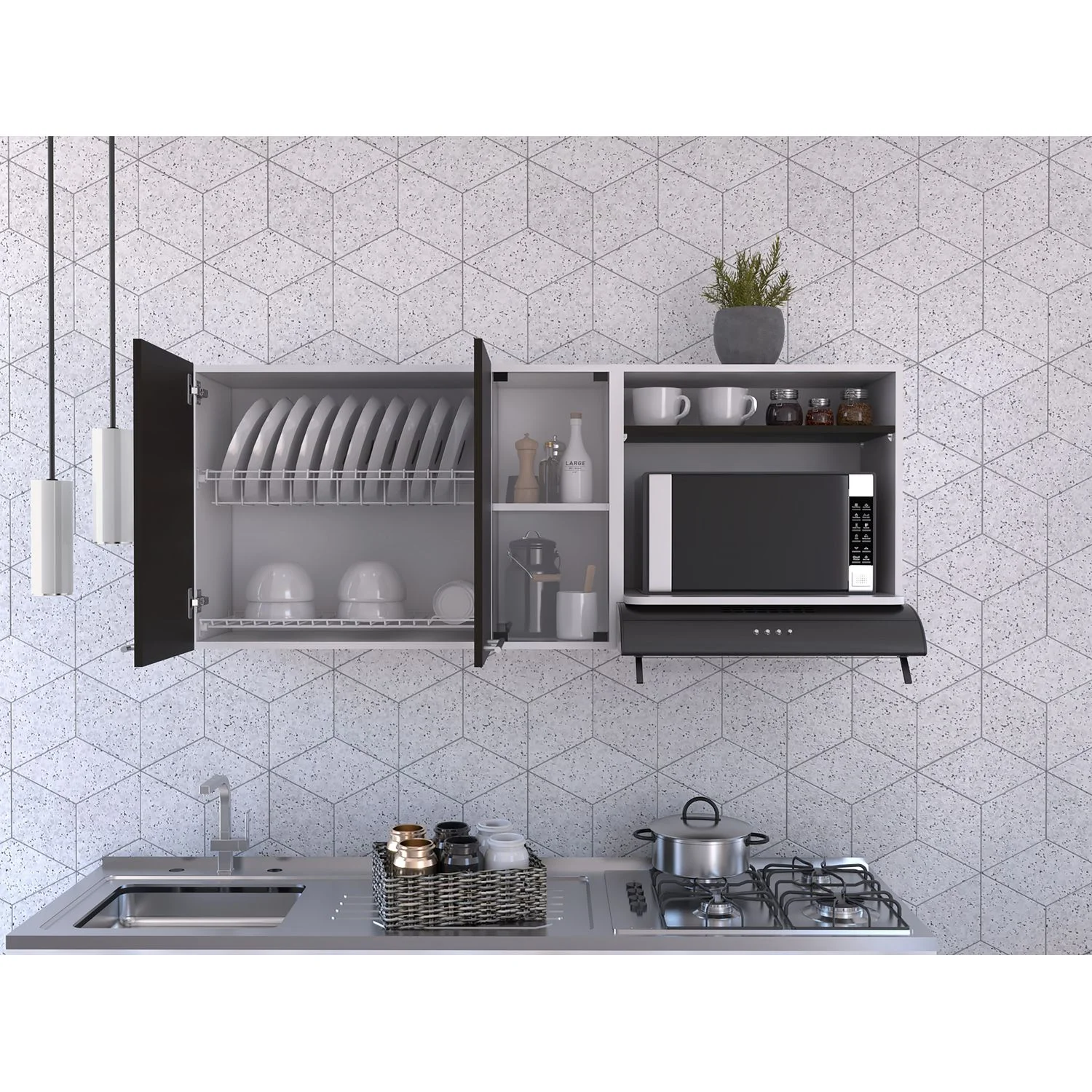 Gabinete Superior Gina Cocina RTA Blanco + wengue - Imagen 4