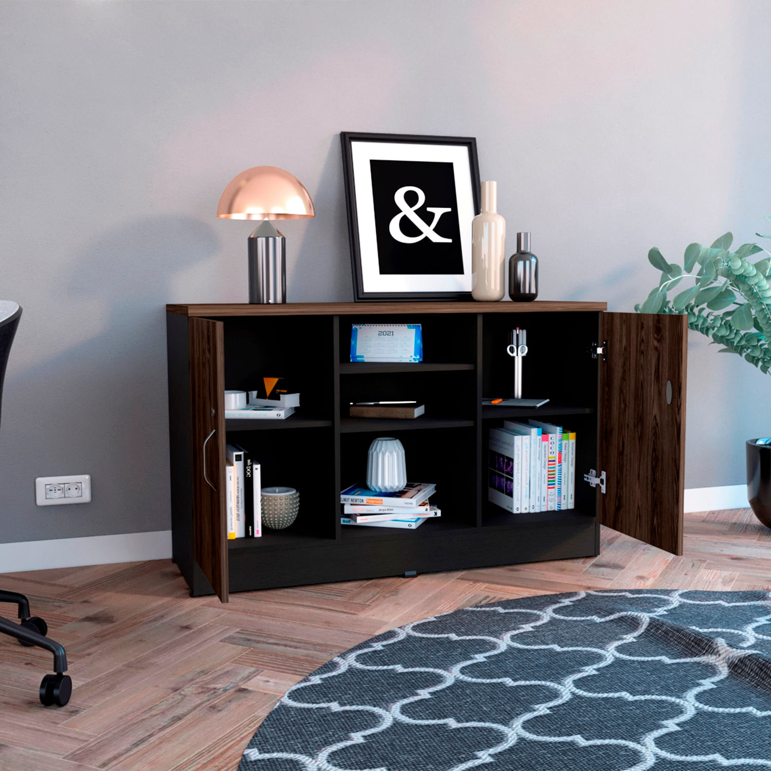 Gabinete home office 2 puertas RTA Milan Wengue - Imagen 2