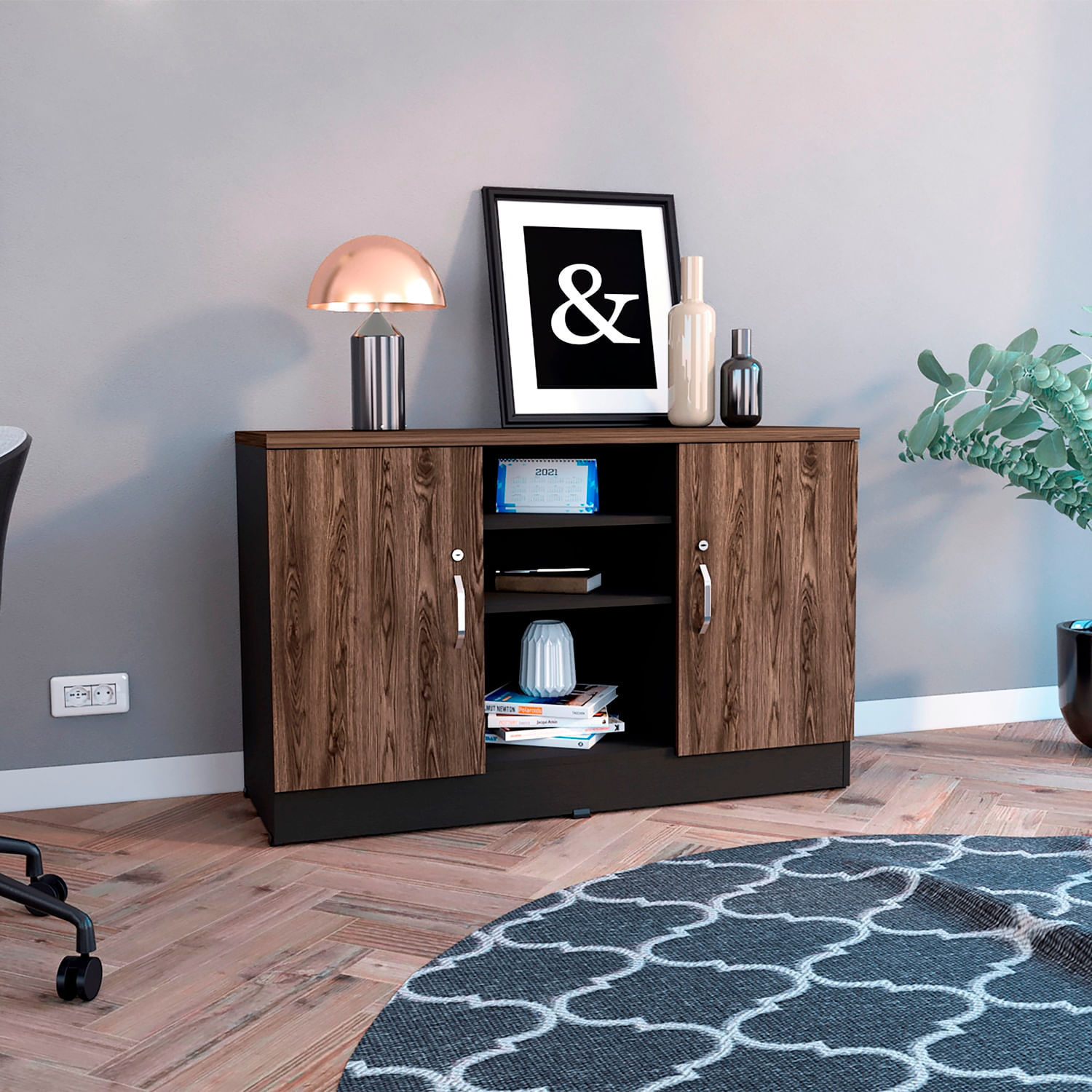 Gabinete home office 2 puertas RTA Milan Wengue - Imagen 3