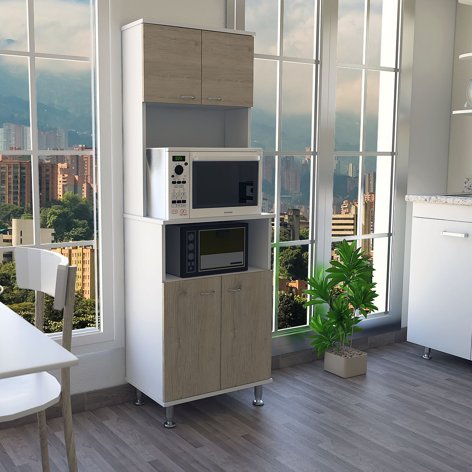 Mueble Alacena Fenix RTA Blanco + Rovere - Imagen 2