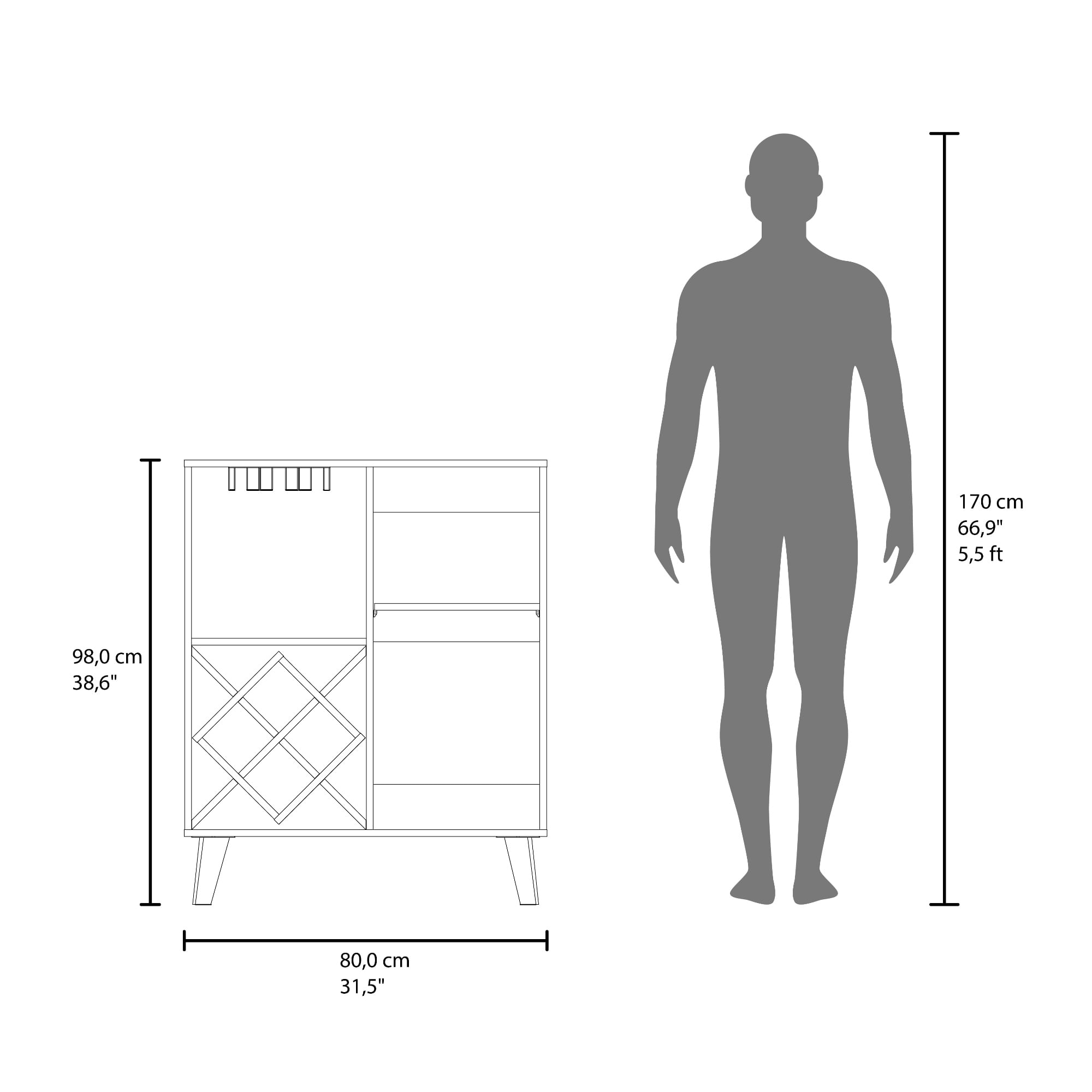 Mueble Bar Baja Cueva 98X80X38 Azul Fresno ZF - Imagen 8