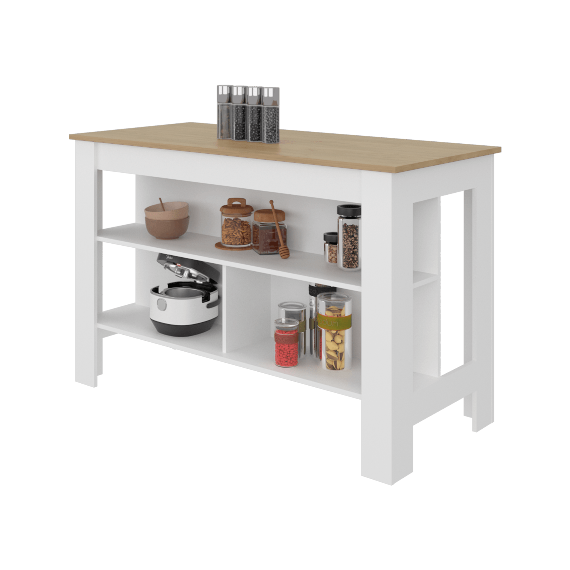 Isla de cocina Cala 90X138X64 RTA Kronos Blanco Fresno ZF - Imagen 1