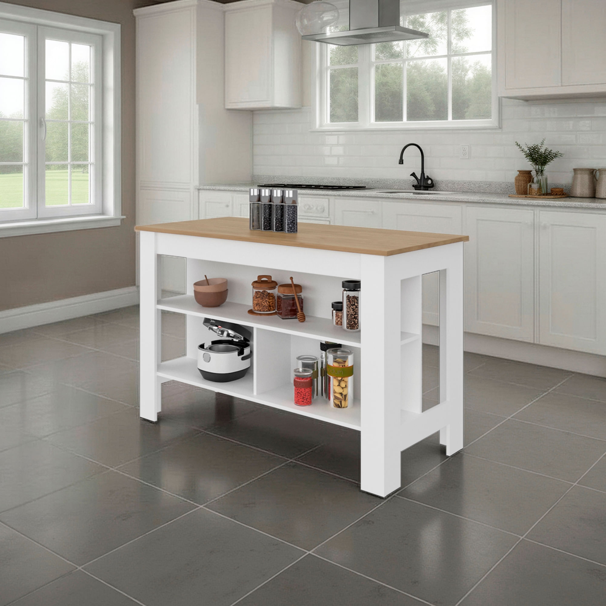 Isla de cocina Cala 90X138X64 RTA Kronos Blanco Fresno ZF - Imagen 2