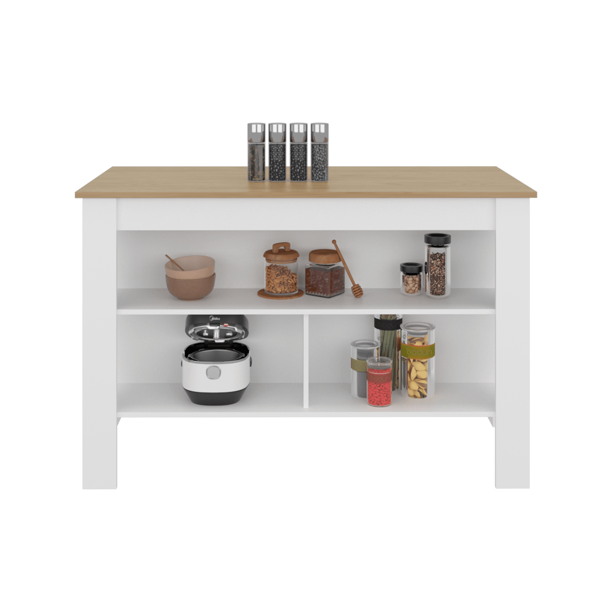Isla de cocina Cala 90X138X64 RTA Kronos Blanco Fresno ZF - Imagen 3