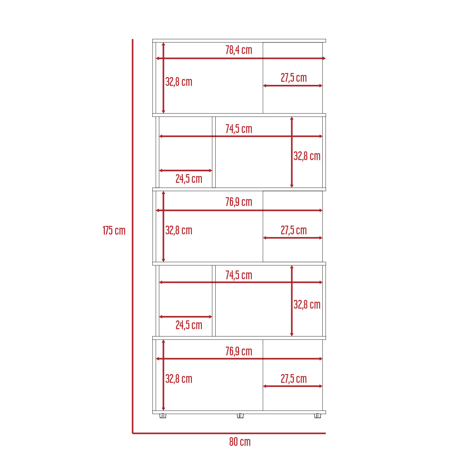 Biblioteca Noah 175 X 80 X 29 RTA Macadamia Blanco - Imagen 5