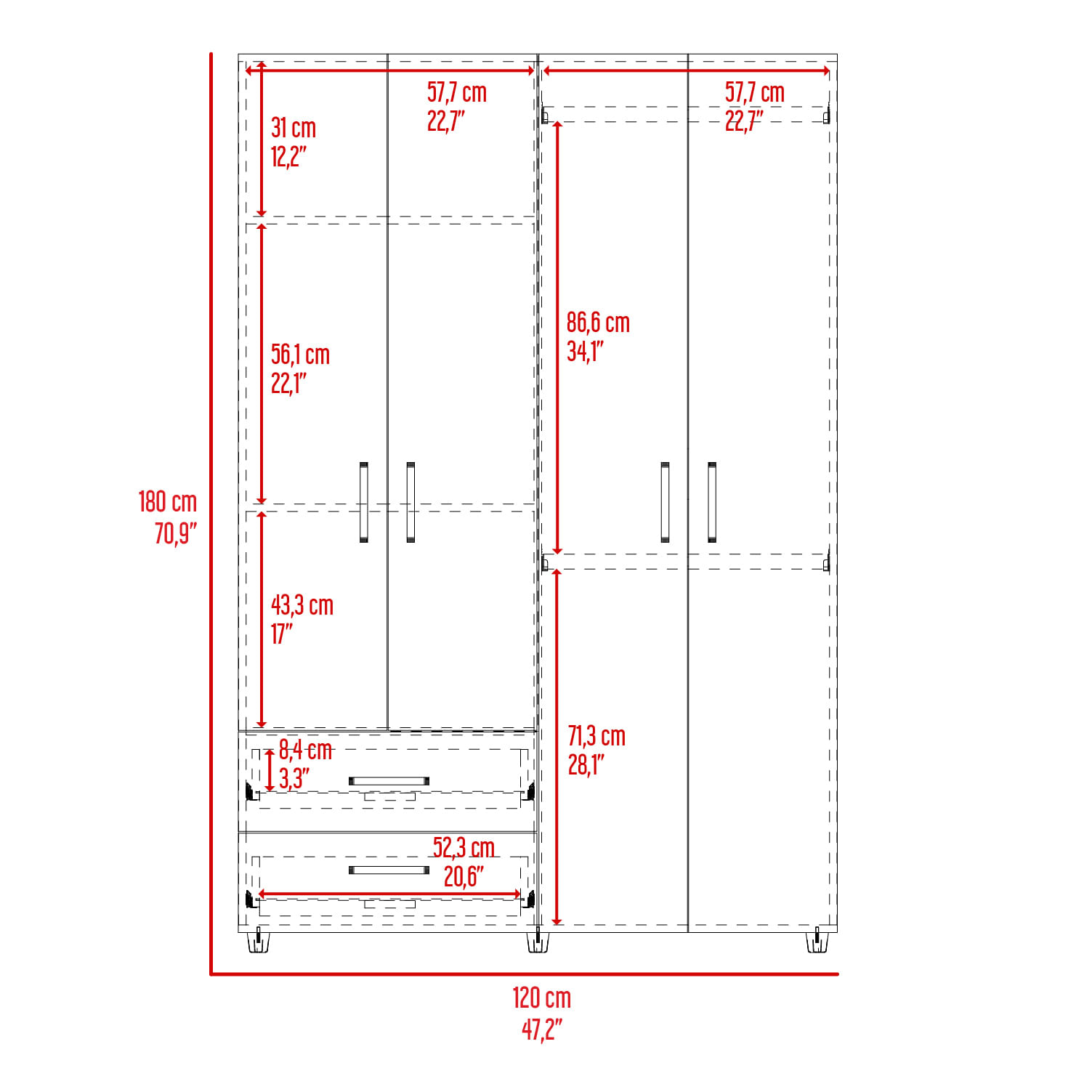 Closet Ankora Basic 180X120X47 RTA Fresno Eu Wengue - Imagen 5