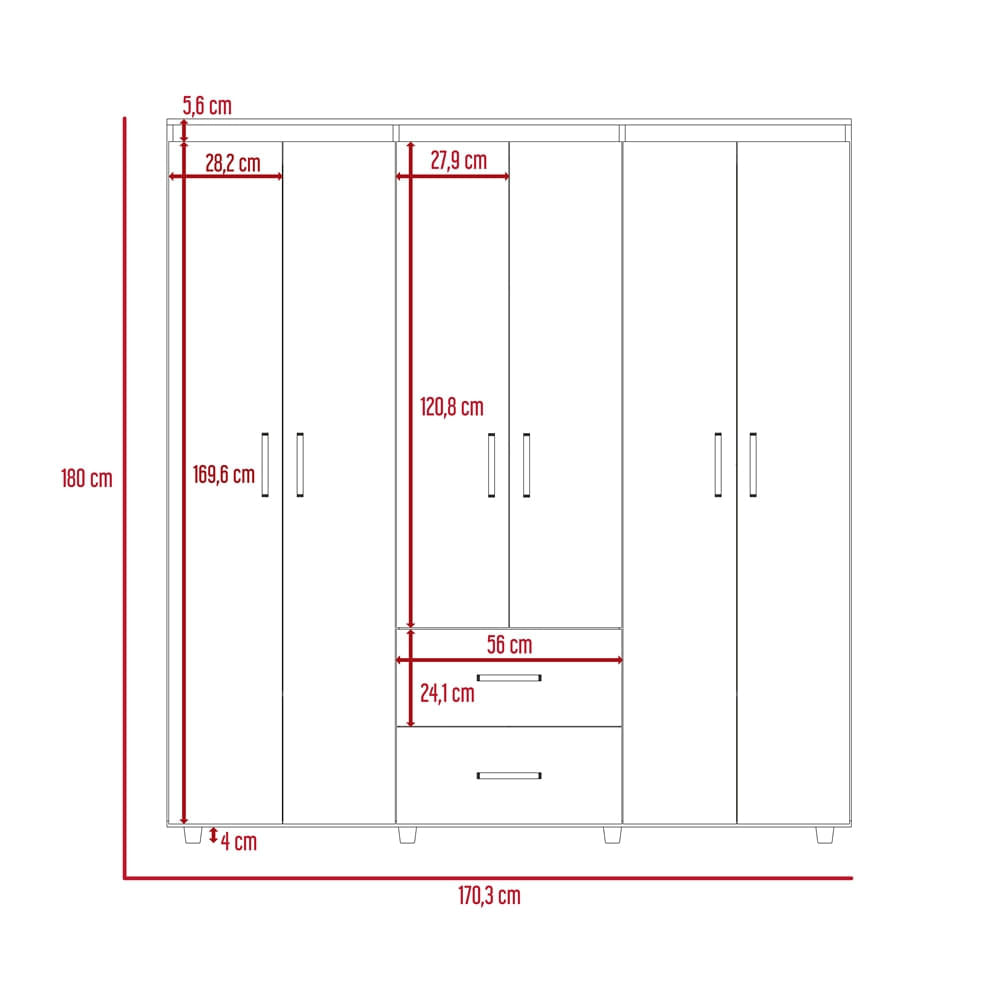 Closet Bariloche 180X170X50 RTA Bardolino Blanco - Imagen 6