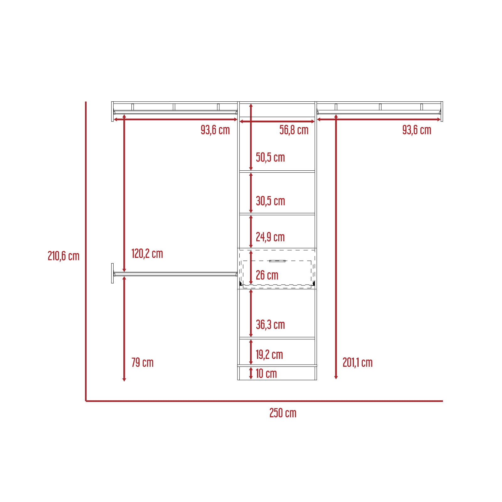 Closet Abierto Manchester 250 RTA Wengue - Imagen 5