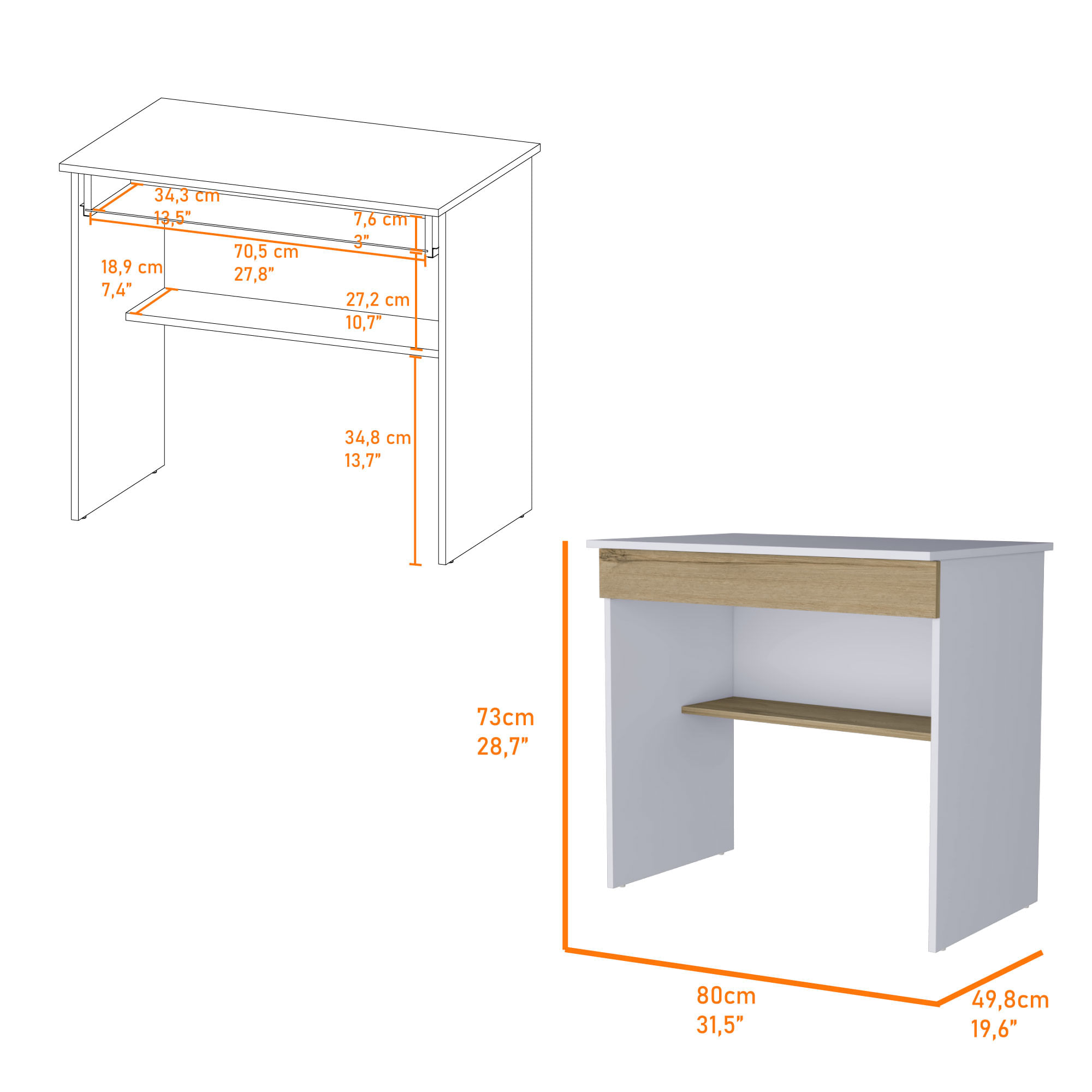 Escritorio Ohio Z80 Cajon RTA Blanco Duna - Imagen 6