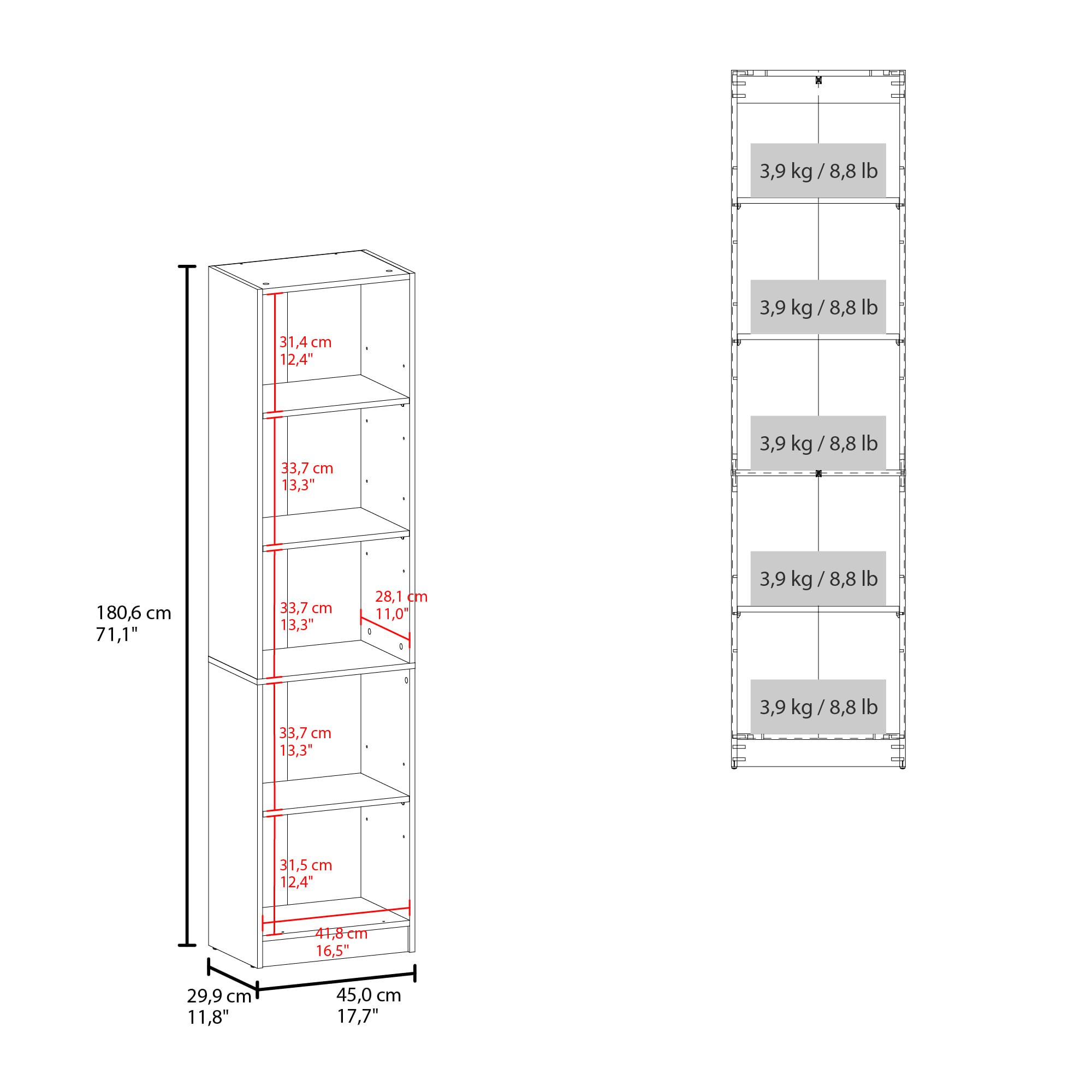 Estante Home E2 5 Espacios 180 X 45 RTA Milan Blanco - Imagen 6