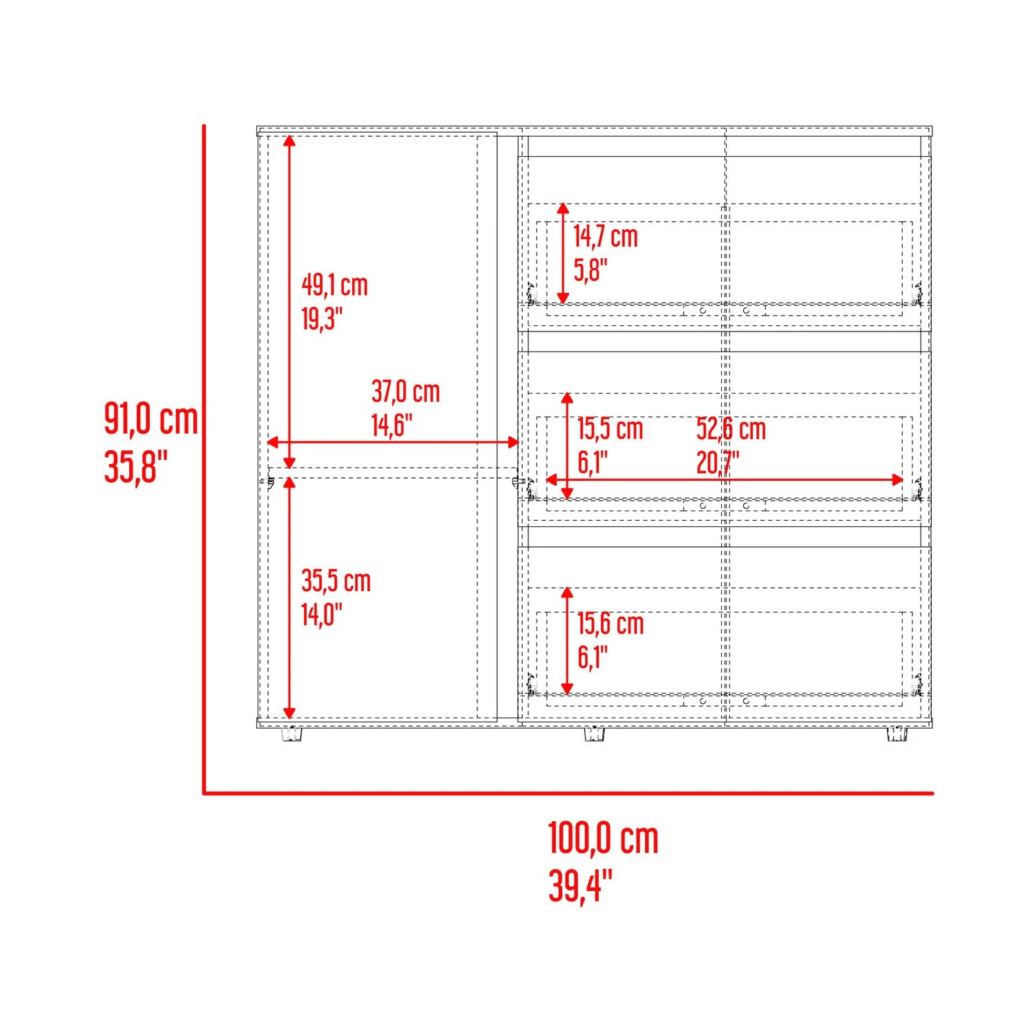 Comoda Niza 91X100X41 RTA Bardolino Blanco - Imagen 6