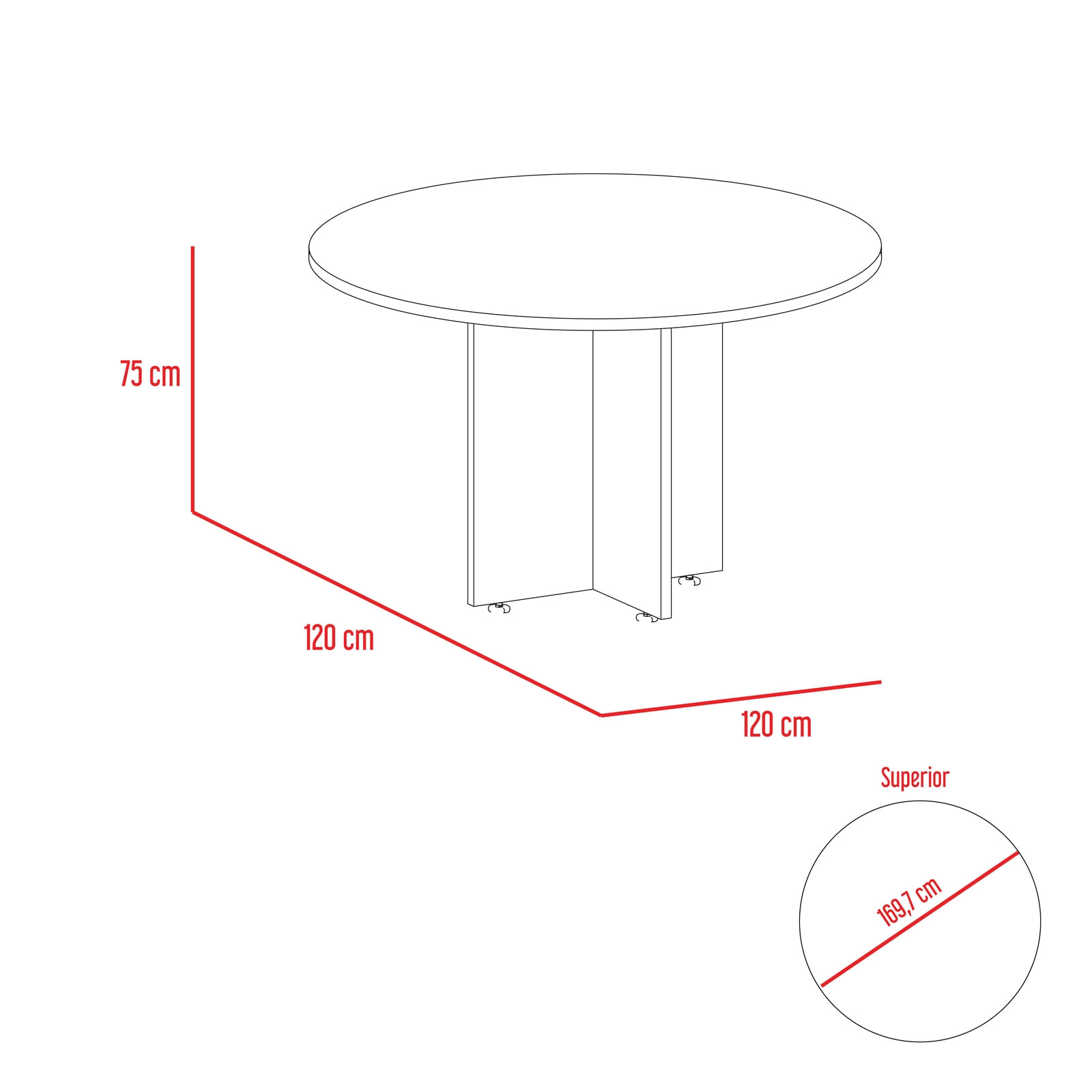 Mesa Redonda Home Office M 120 RTA Milan - Imagen 6