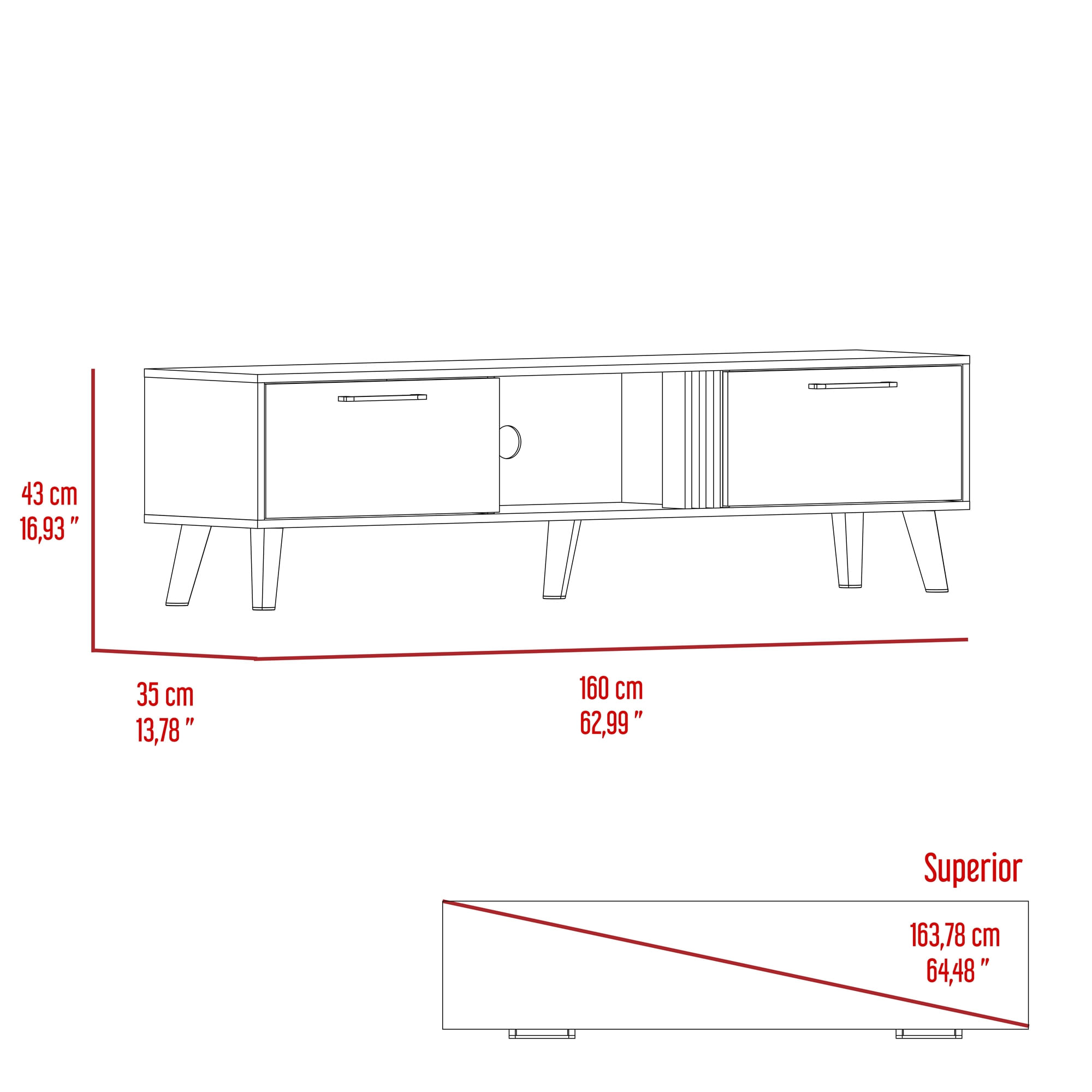 Mueble TV 70'' Vance 43X160 RTA Capri Fresno Europeo - Imagen 7
